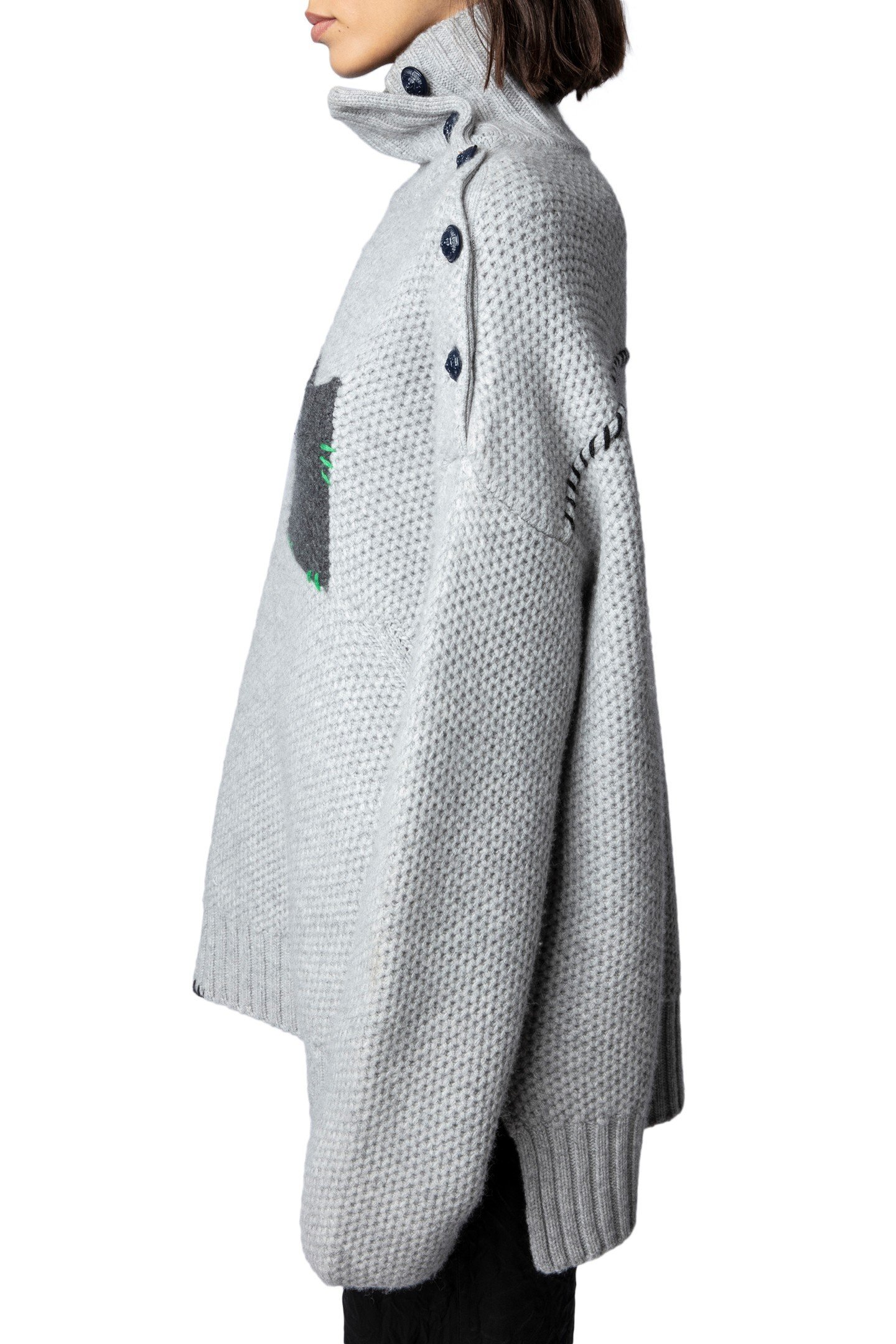 ALMA POCKET CASHMERE JUMPER GRIS CHINE 3