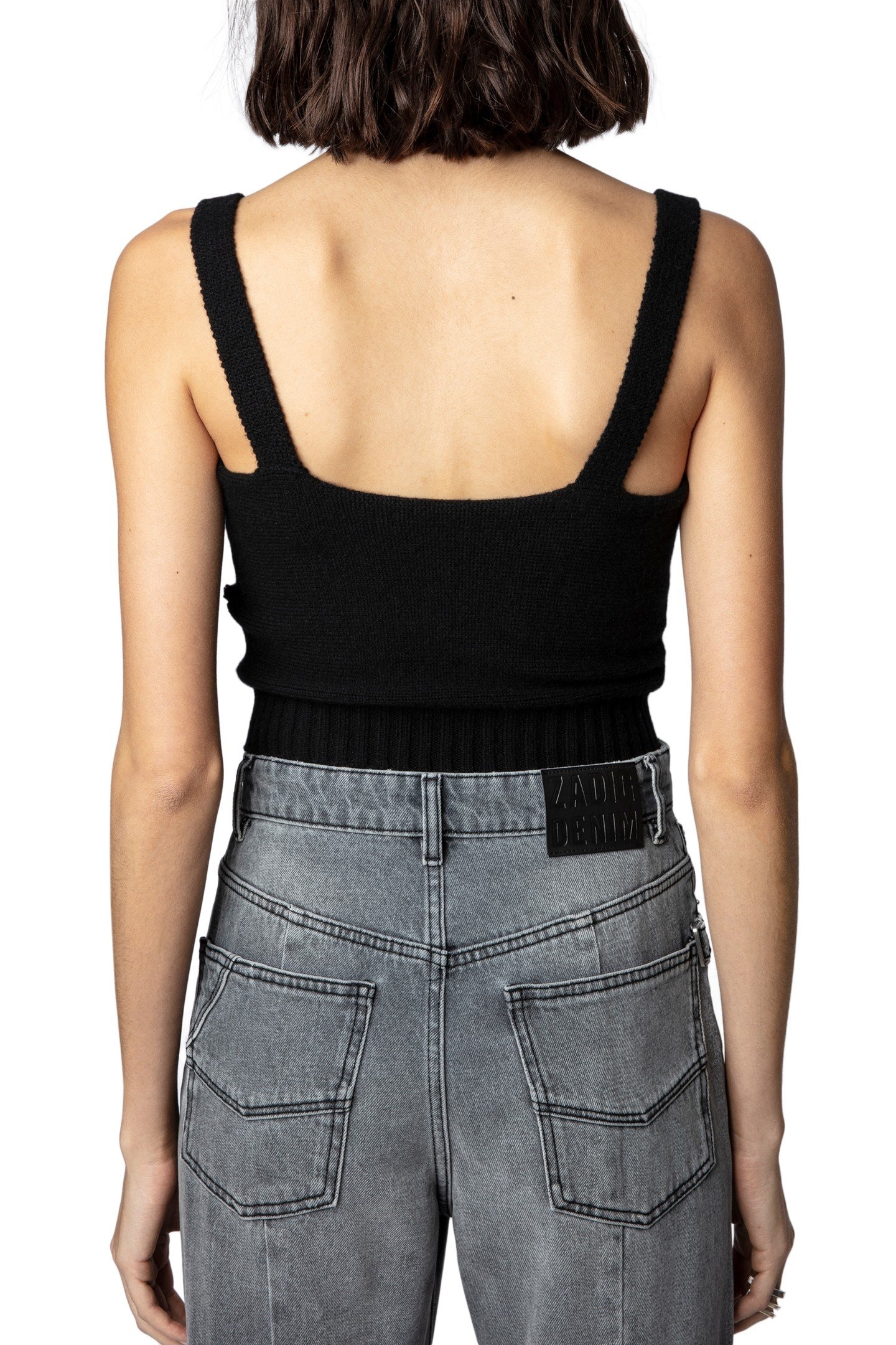 BETTINA CASHMERE WOOL KNIT CROP TOP NOIR 2