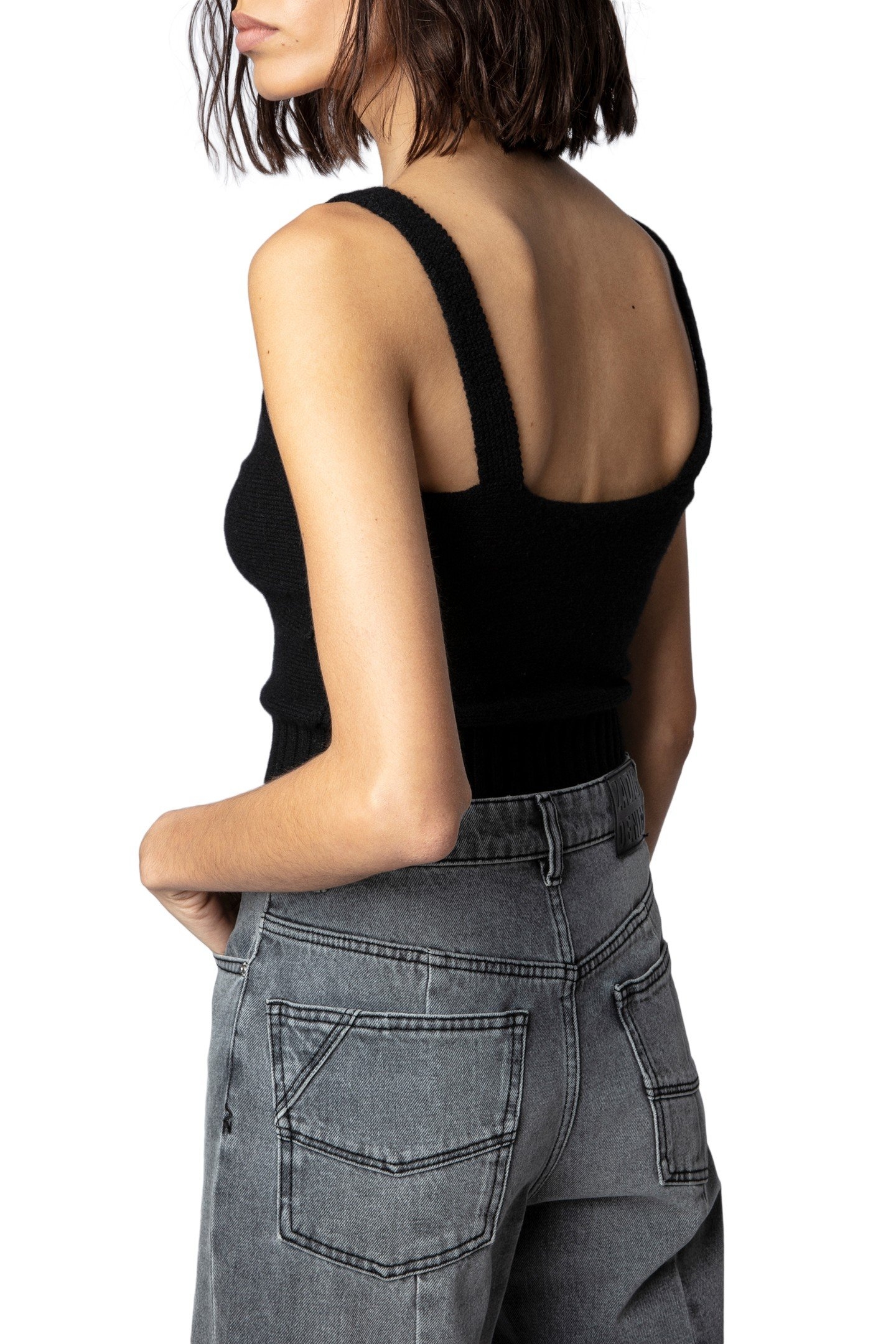 BETTINA CASHMERE WOOL KNIT CROP TOP NOIR 6