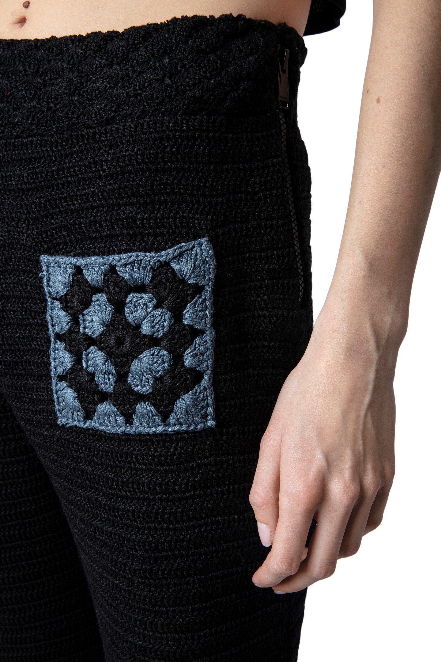 FLAVY COTTON CROCHET TROUSERS NOIR 7