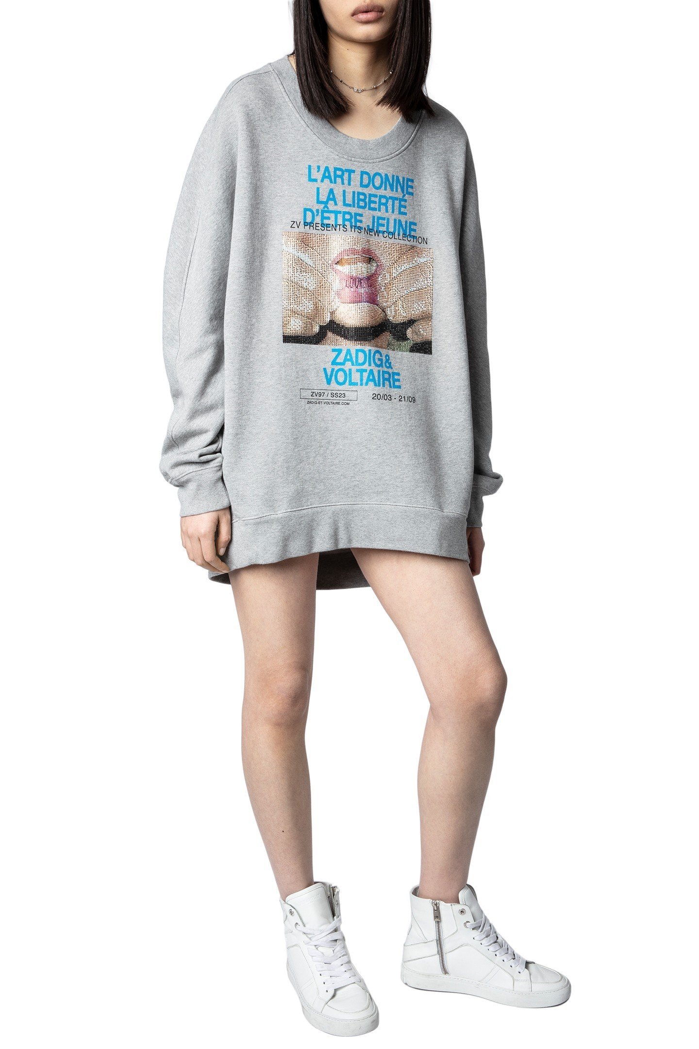 FREYA PHOTOPRINT MOUTH DRESS GRIS CHINE 7