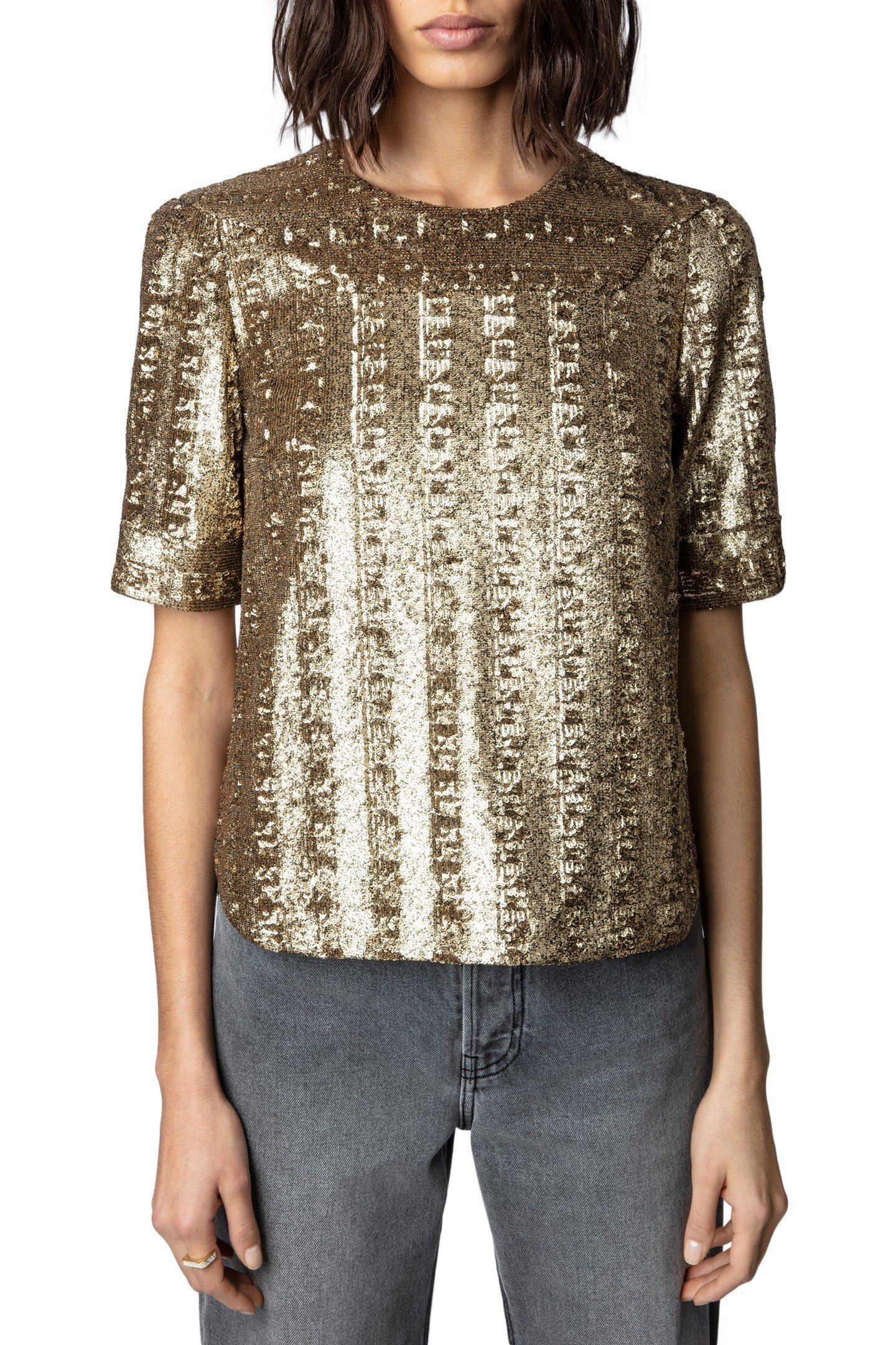TOYSSE SEQUINS BLOUSE BRONZE 1