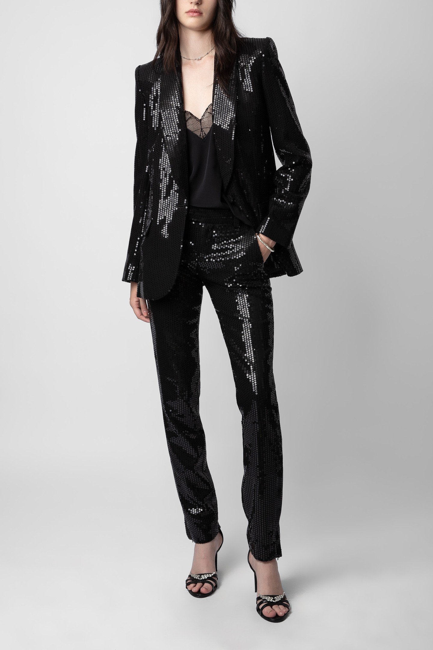 VIVE SEQUINS STRUCTURED BLAZER NOIR 2