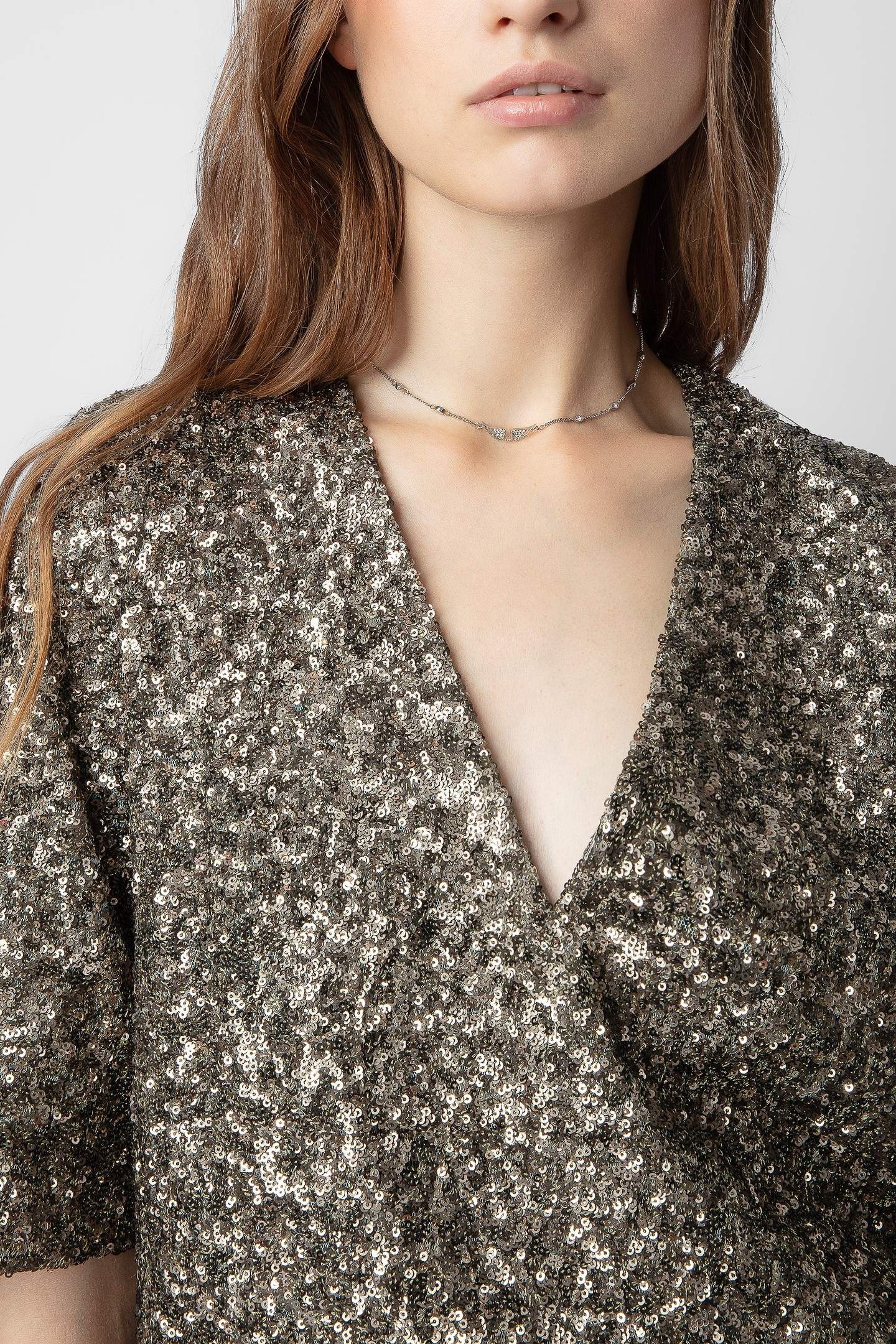 TYTANE SEQUINS STRUCTURED BLOUSE BRONZE 5