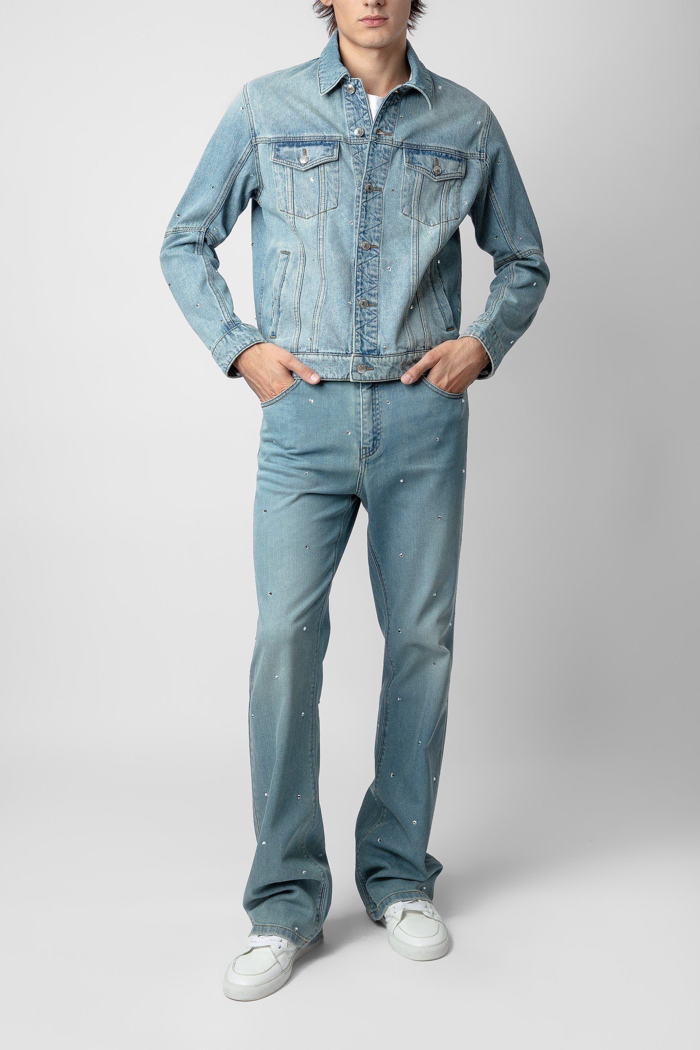 UNISEX KASY DENIM ECO STRASS JACKET LIGHT BLUE 3