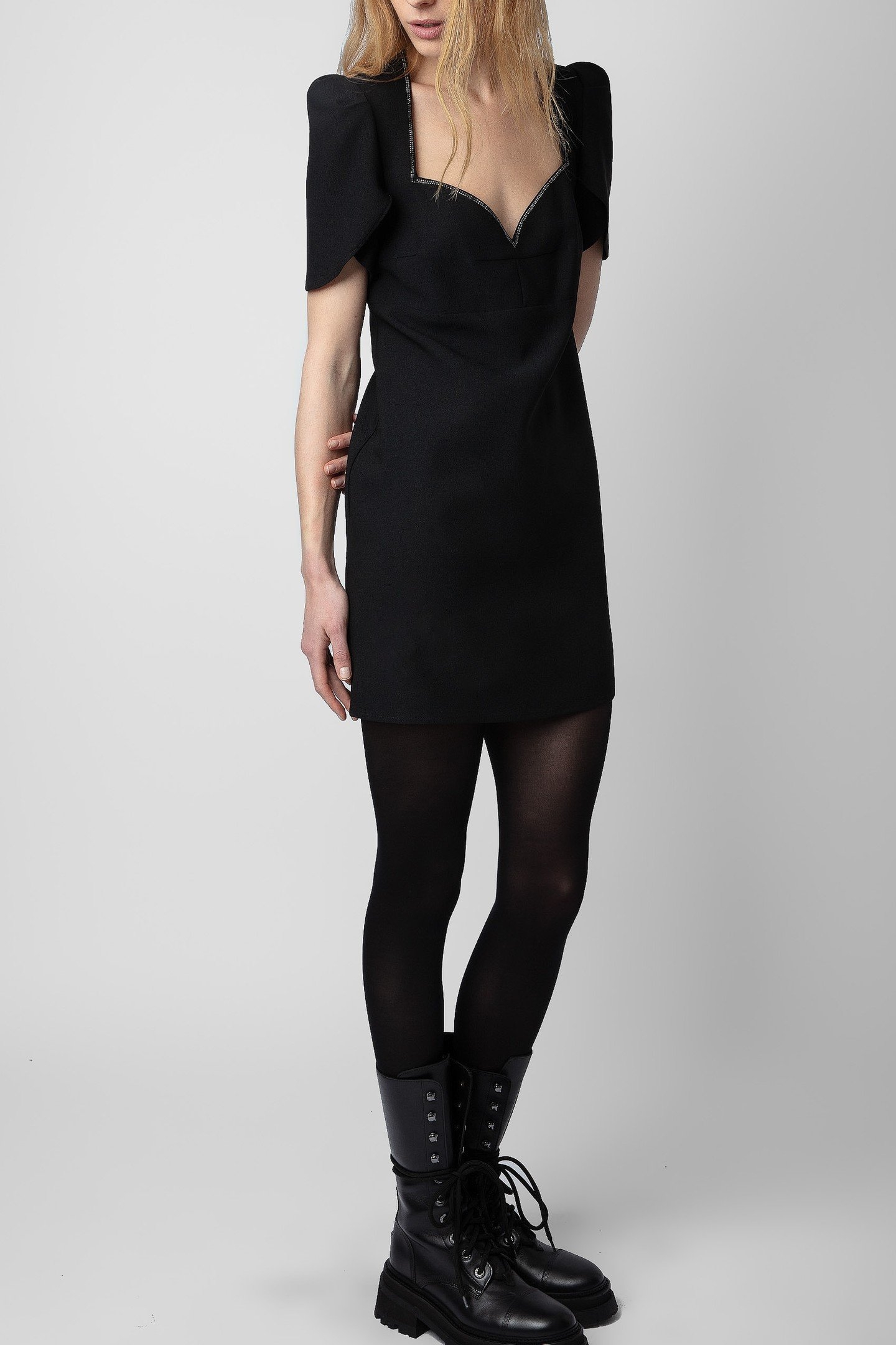 ROXELLE CREPE STRASS DRESS NOIR 4