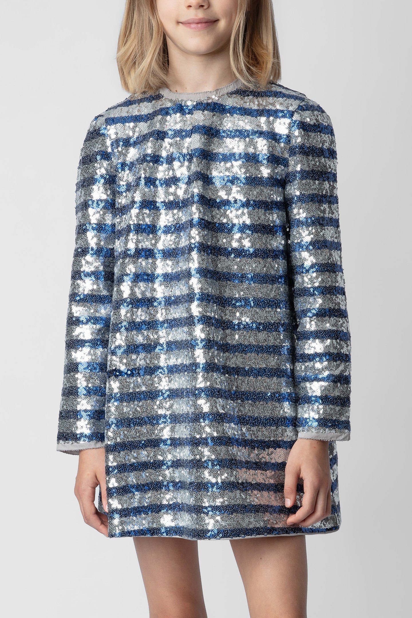 SIENNA GIRLS SPARKLE DRESS SHINY SILVER 1