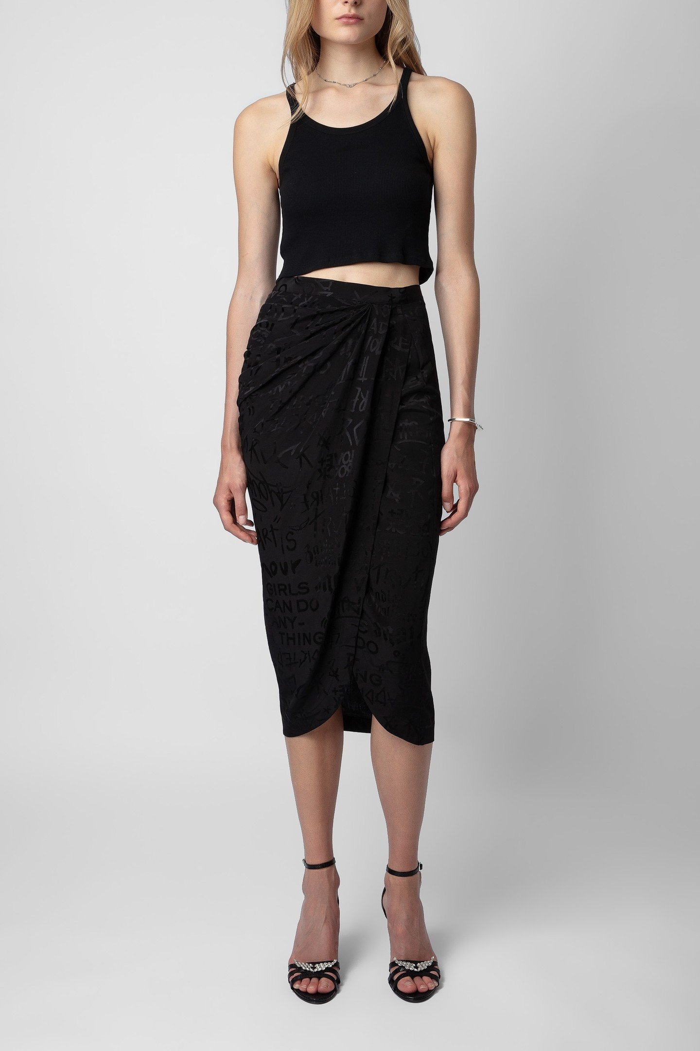 JAMELIA JACQUARD MANIFESTO SKIRT NOIR 1