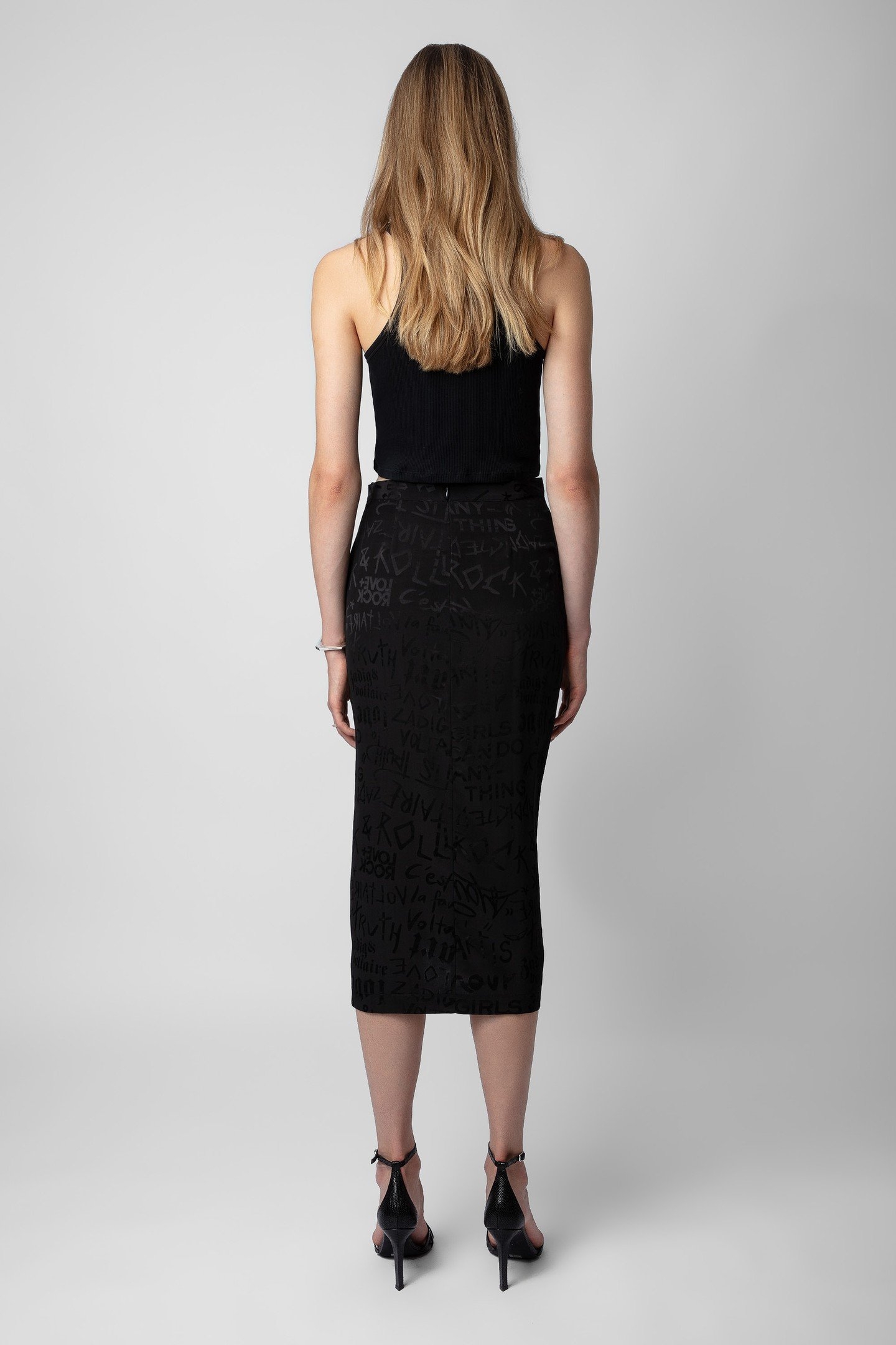 JAMELIA JACQUARD MANIFESTO SKIRT NOIR 2