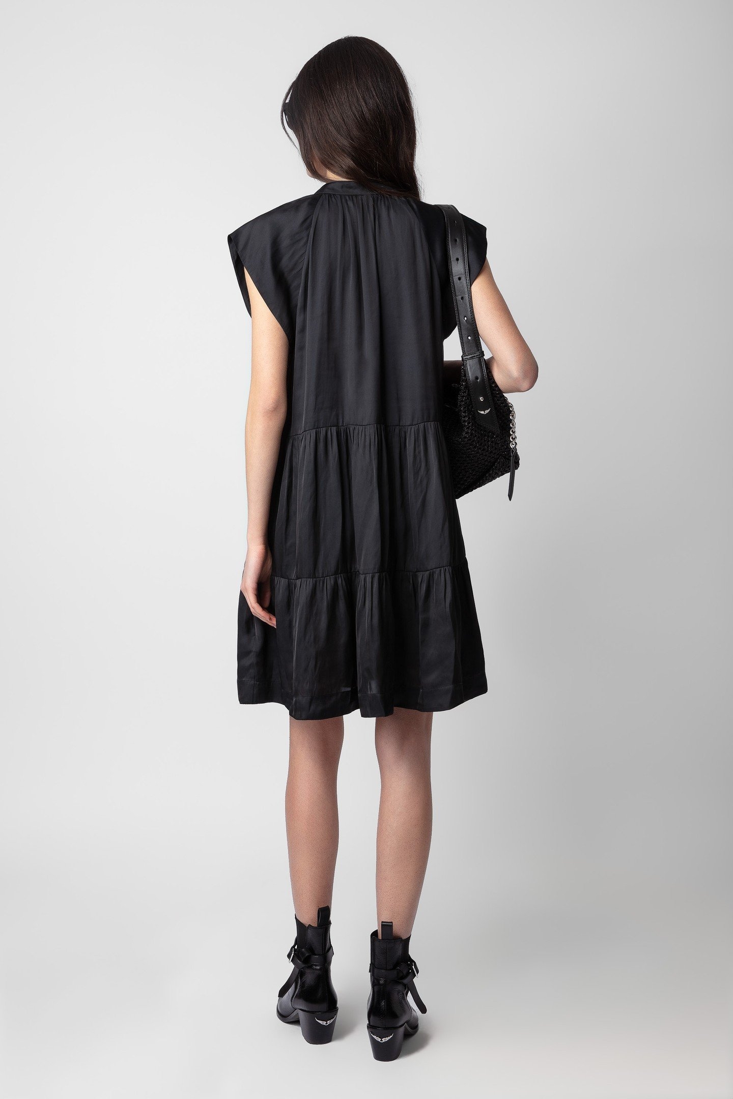 RITO SATIN DRESS NOIR 3