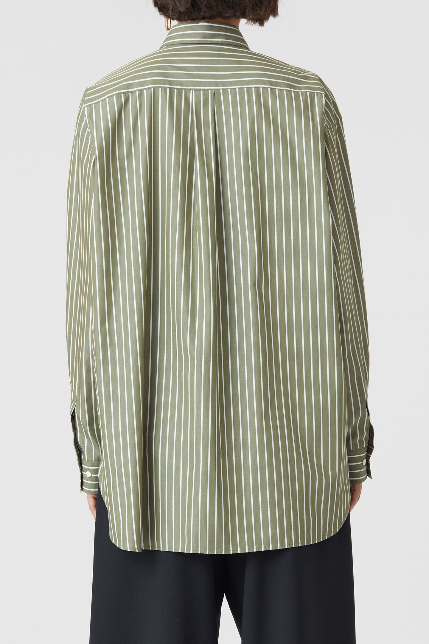 LONG STRIPE BLOUSE SHIRT ARMY GREEN 6