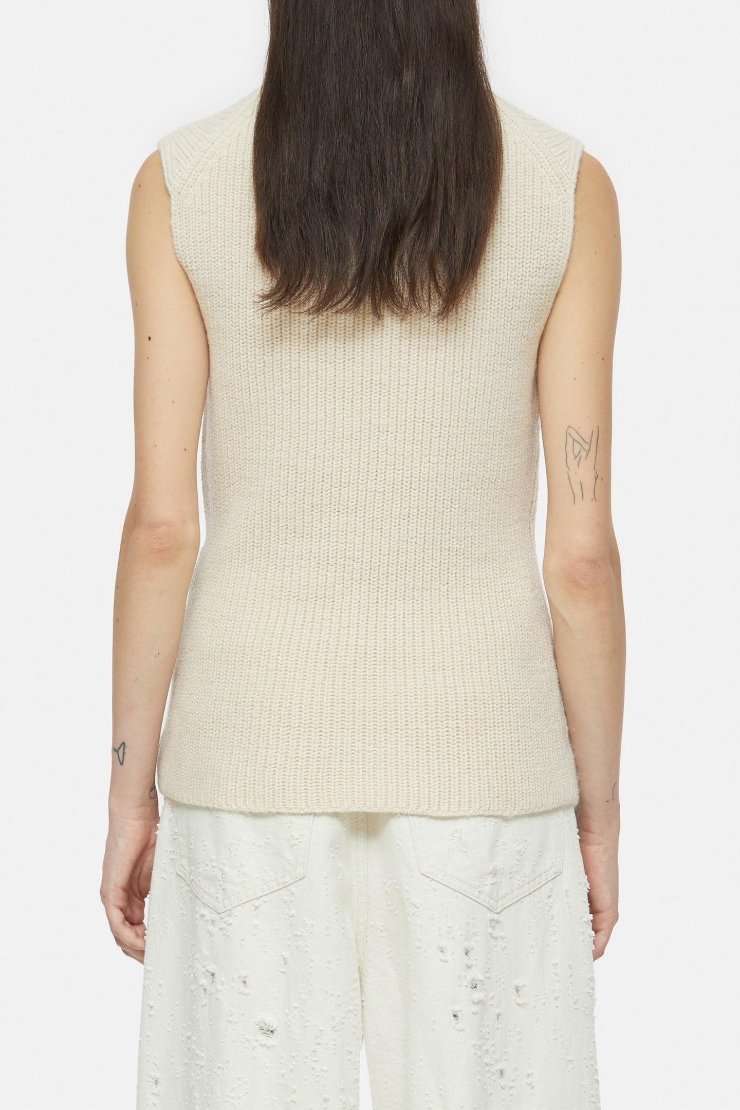 TURTLE NECK VEST KNITS IVORY 3