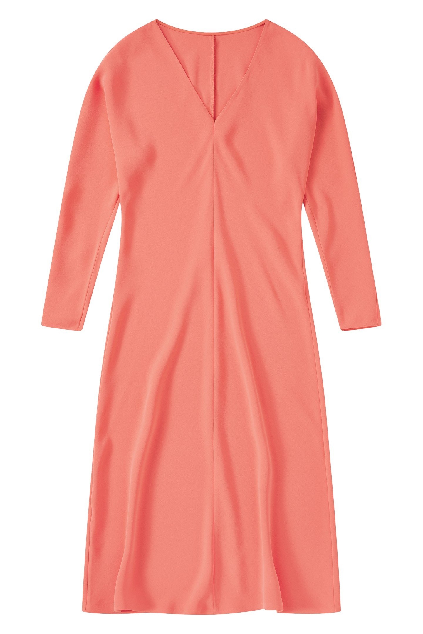 LONG V-NECK DRESS VIBRANT RED 1