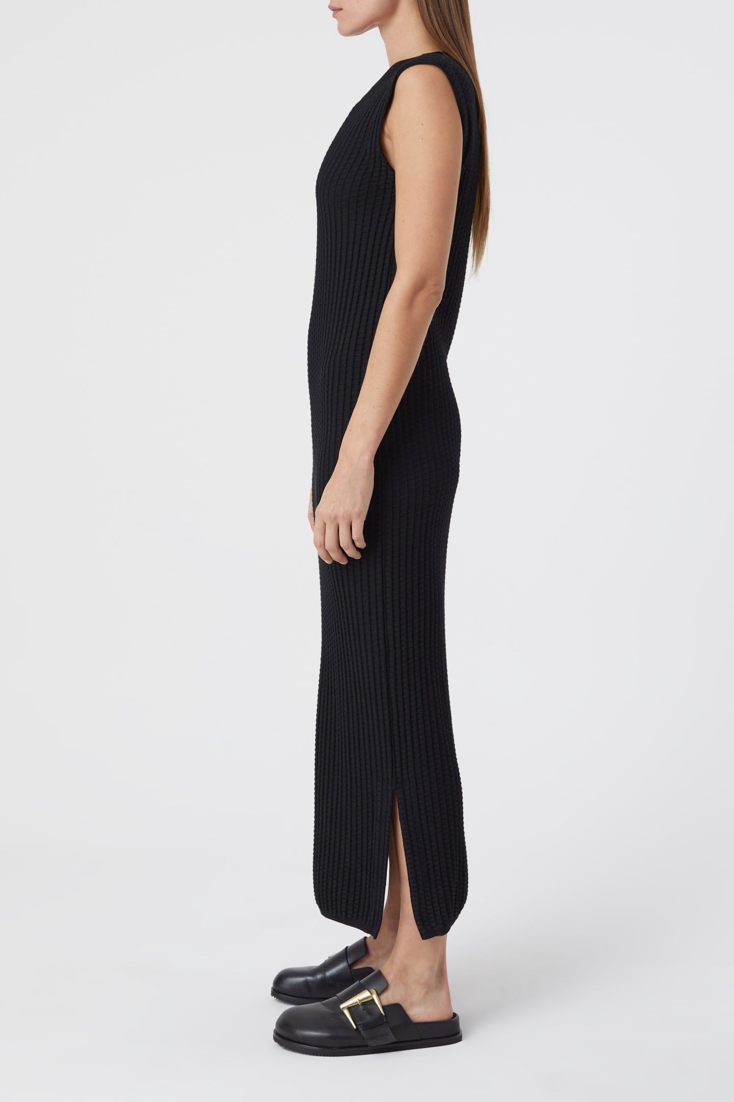 KNIT DRESS SLEEVELESS DRESSES BLACK 4