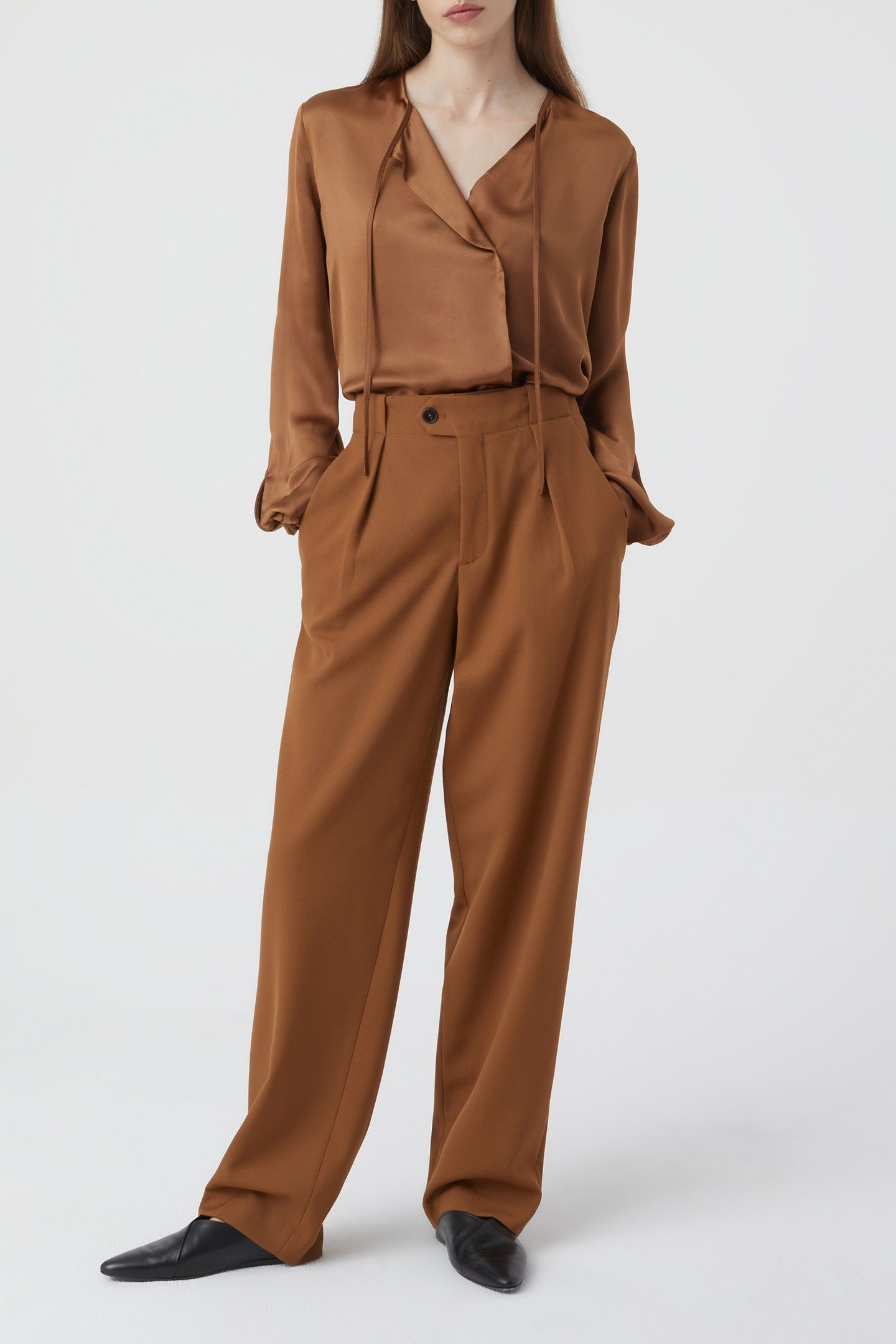 SILK LONG BLOUSE SHIRT AUBURN 6