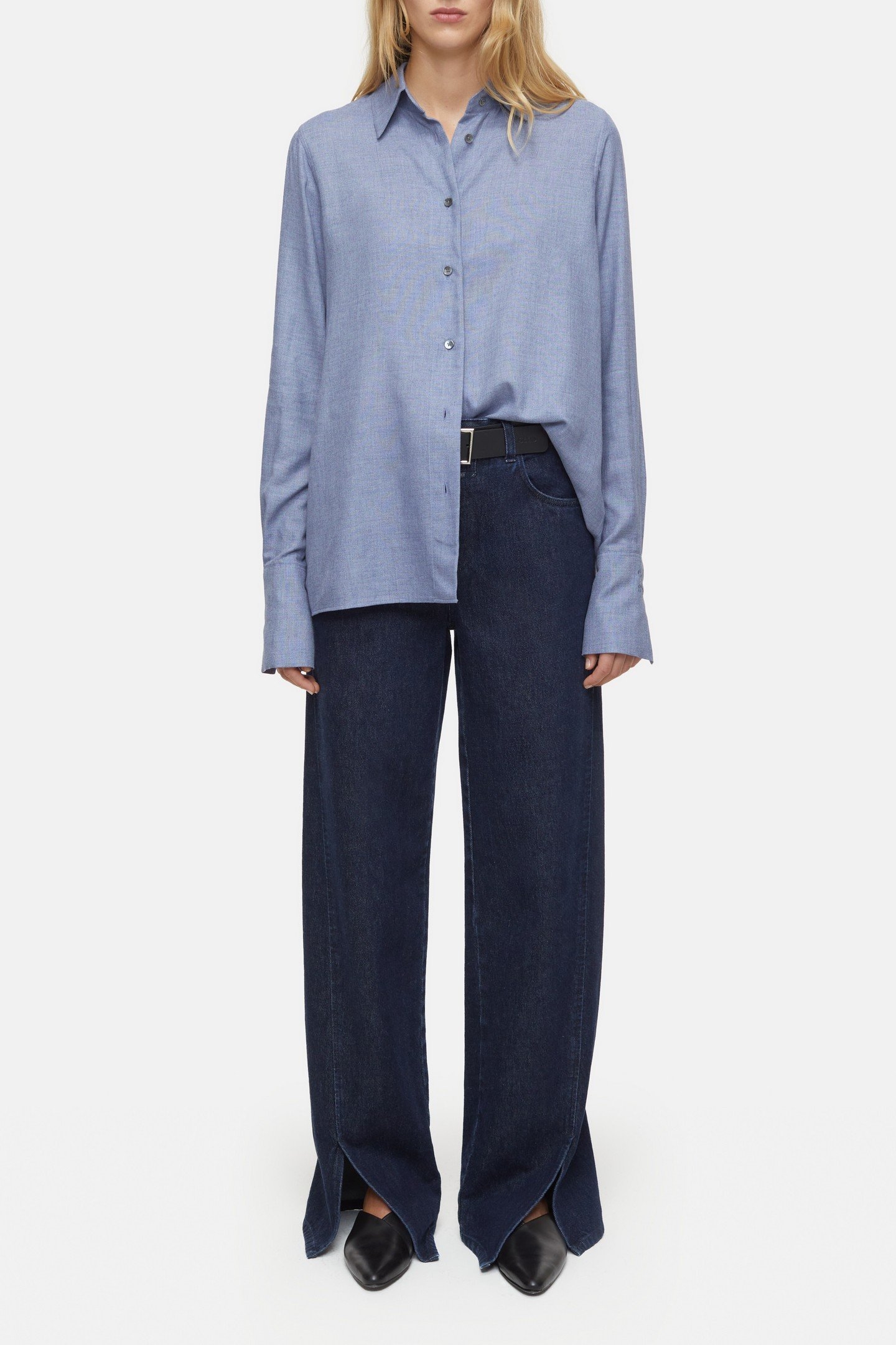 PLEAT BLOUSE SHIRT DARK NIGHT 1