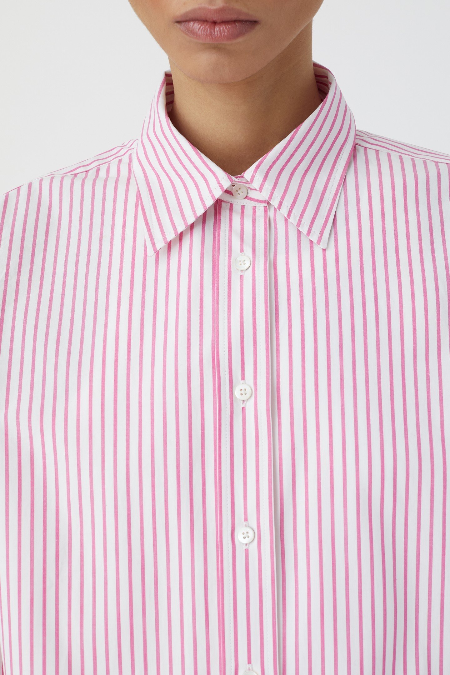 CLASSY LONG CUFF BLOUSE SHIRT FIERY PINK 3