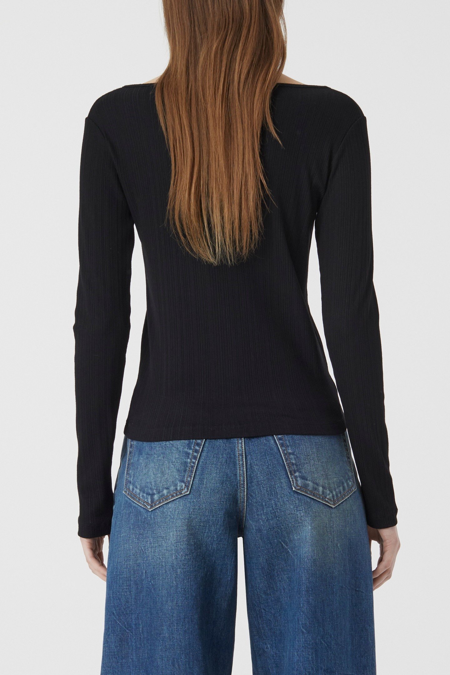 V NECK CARDIGAN T-SHIRTS BLACK 5