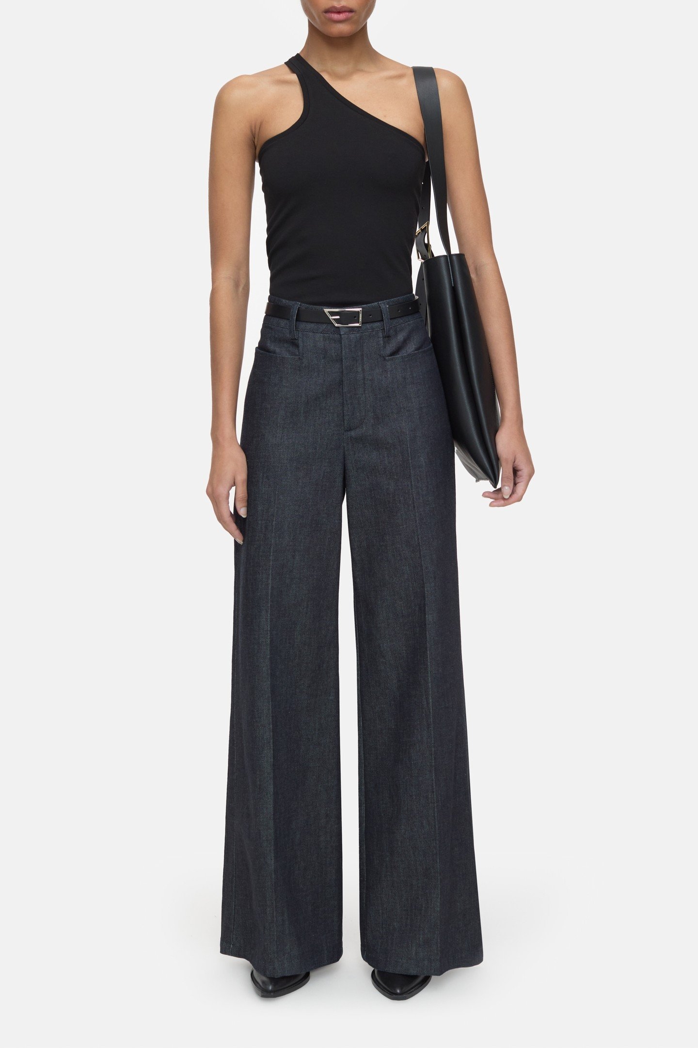 ONE SHOULDER TANKTOP T-SHIRTS BLACK 4