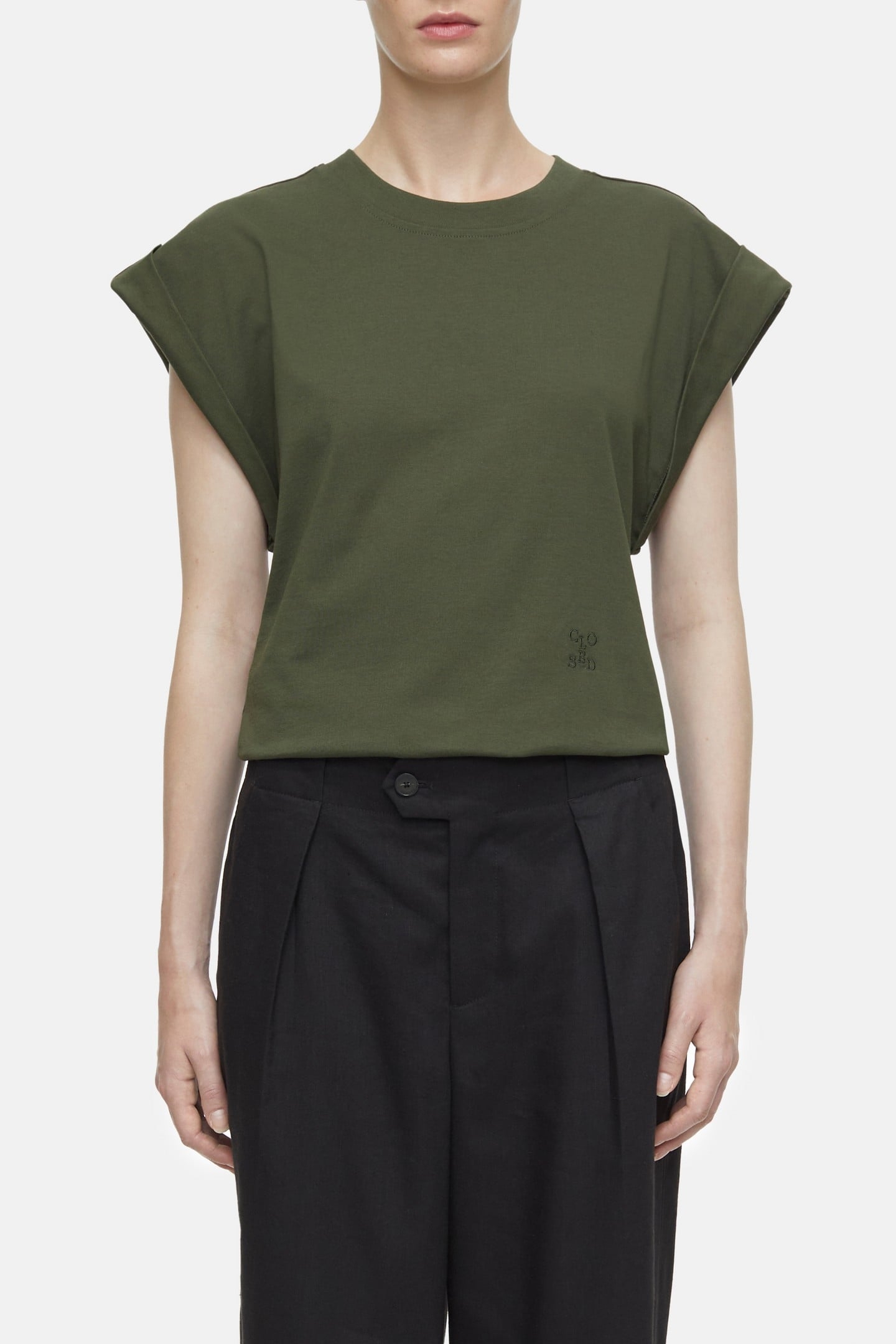 CREWNECK SLEEVELESS T-SHIRTS GREEN WEED 1