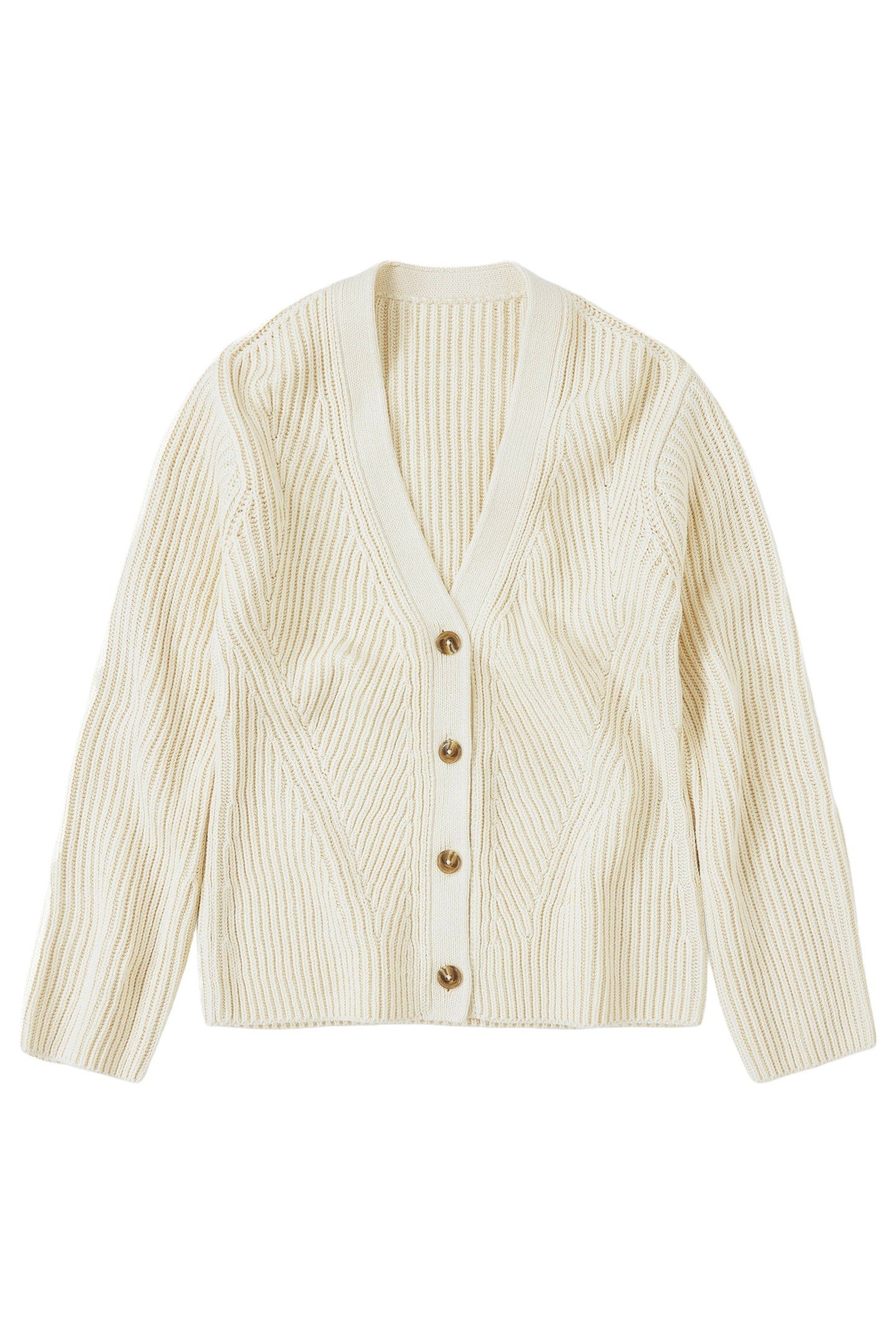 V CARDIGAN LONG SLEEVE KNITS IVORY 1