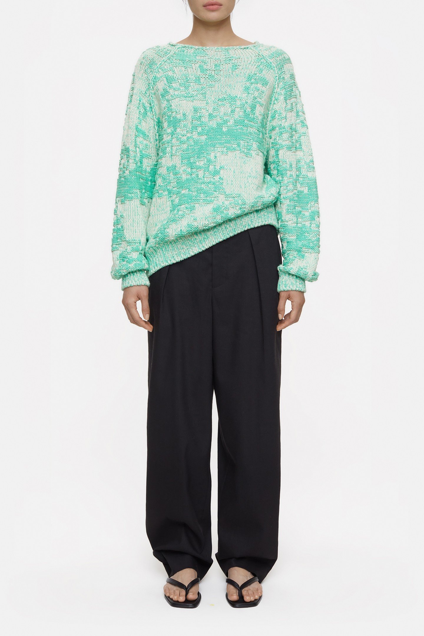 CREW NECK LONG SLEEVE KNITS GREEN KICK 2