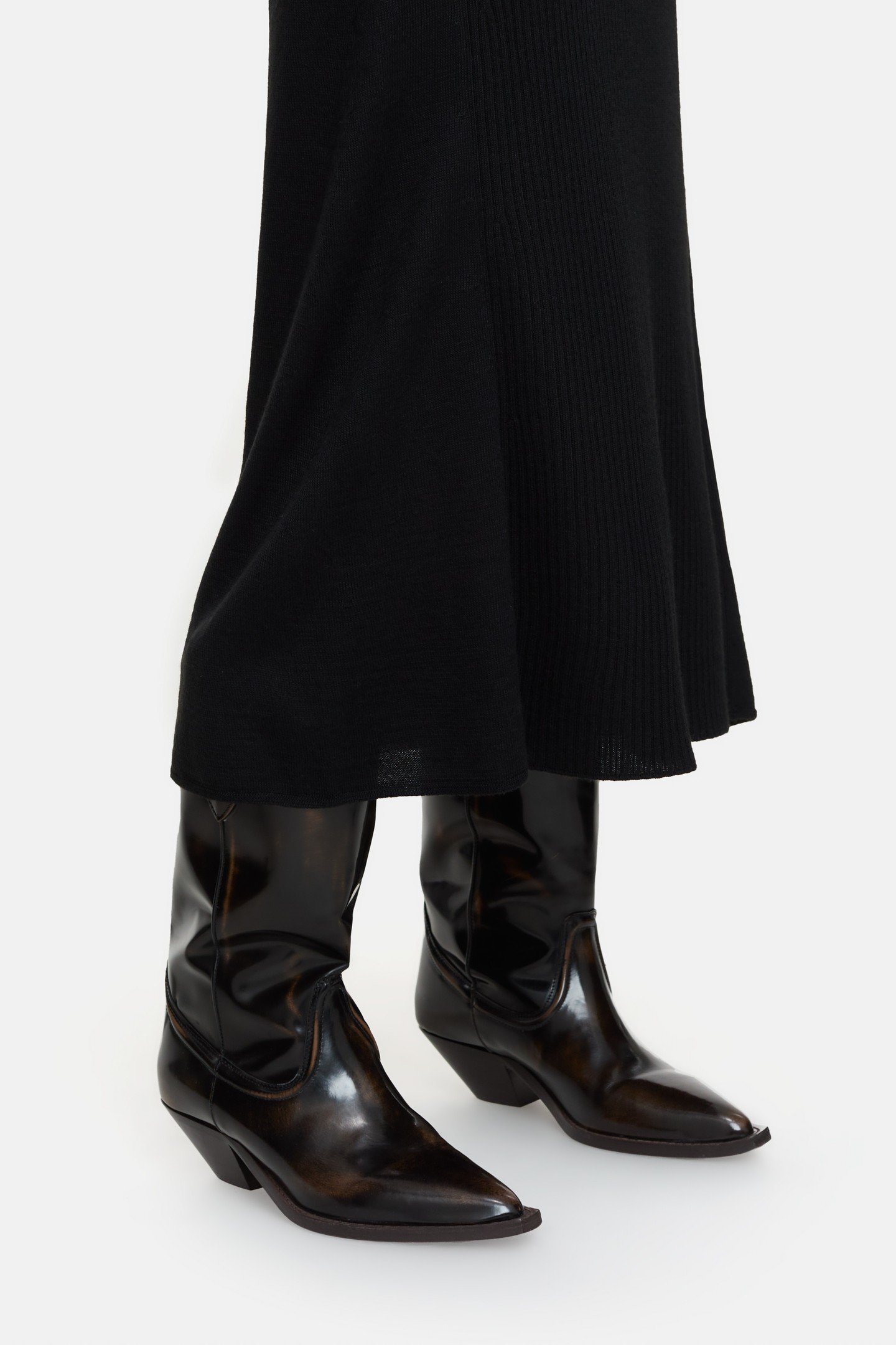 LONG SLEEVE RIB DRESS BLACK 3