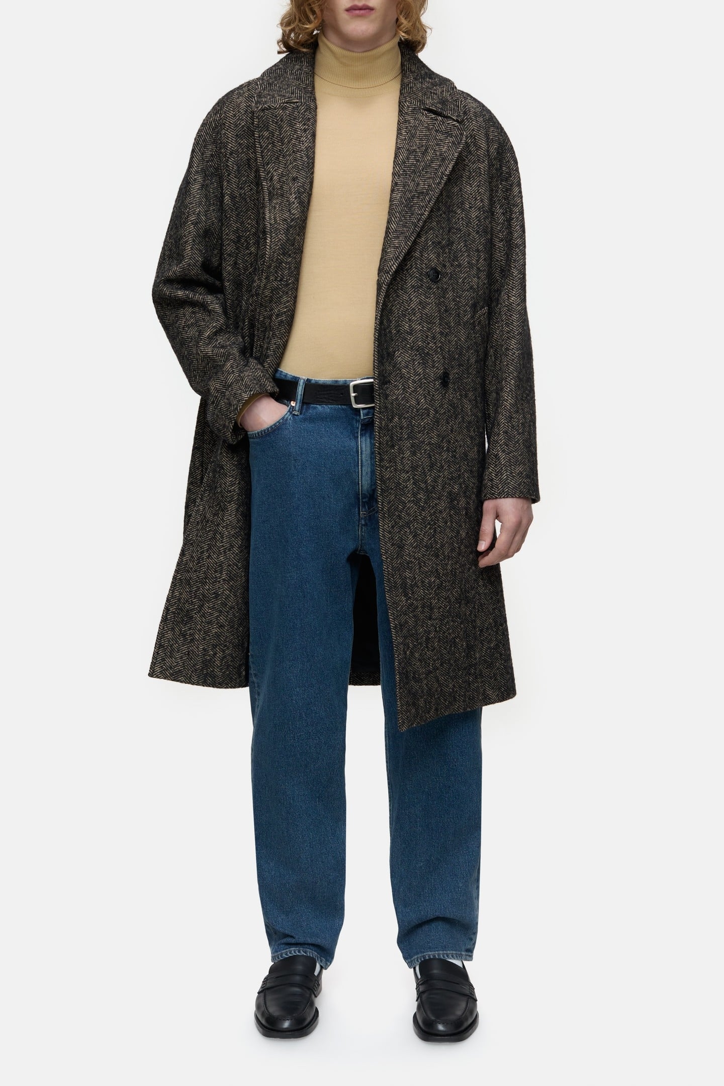 DOUBLE BREASTED COAT JACKET BLACK 1