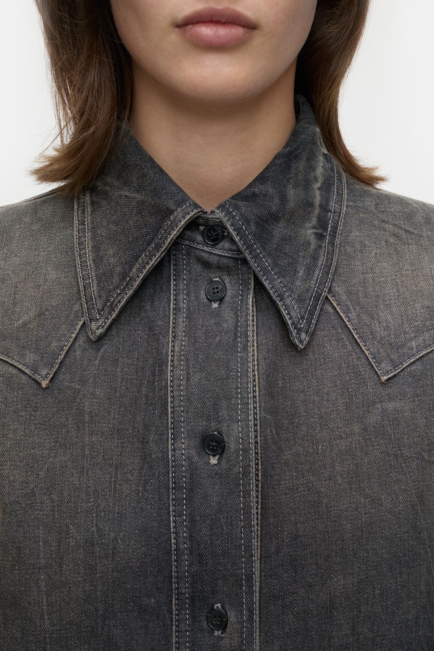 DENIM WESTERN SHIRT & BLOUSES DARK GREY 3