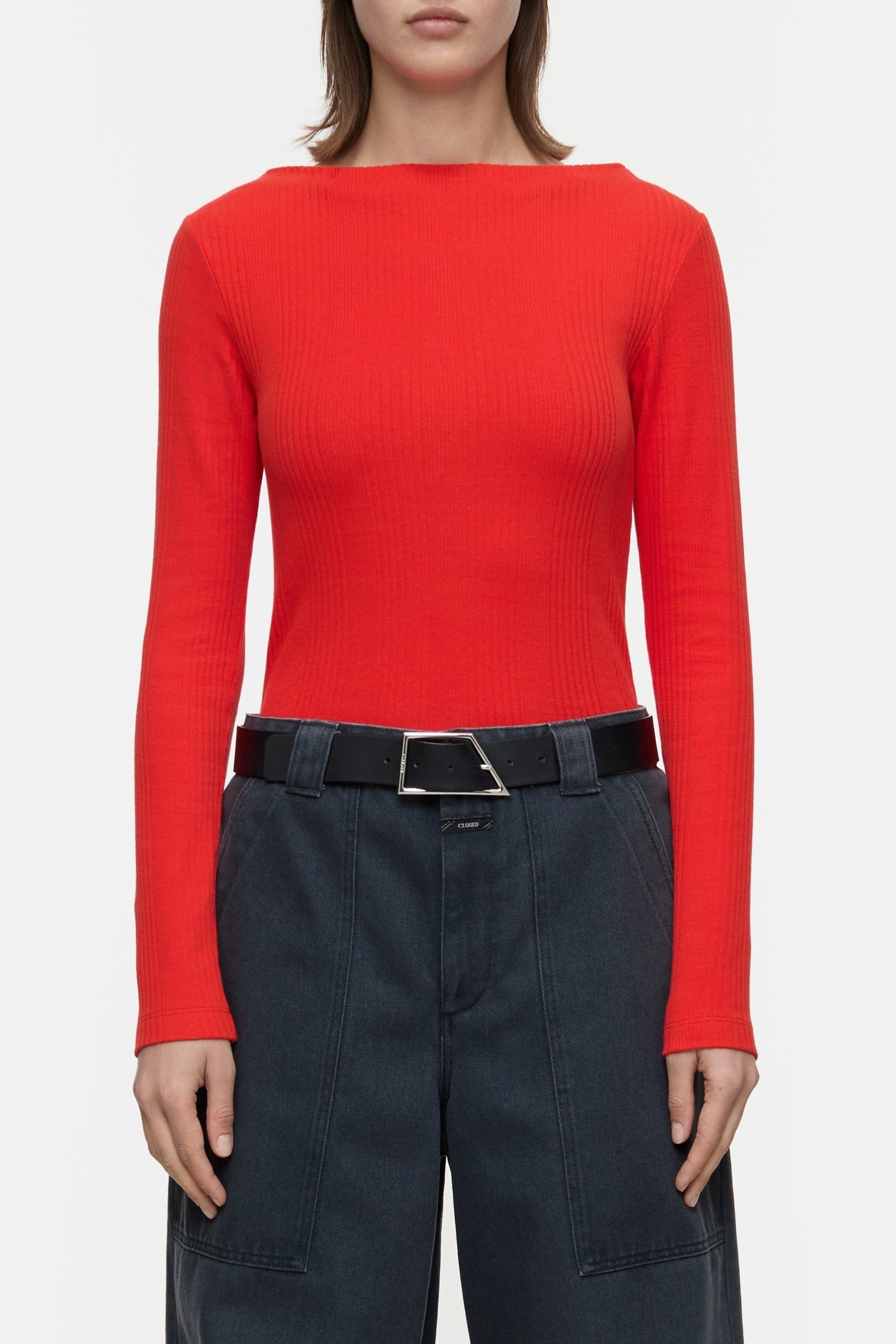 STRAIGHT NECK LONGSLEEVE T-SHIRTS CHILI PEPPER RED 1