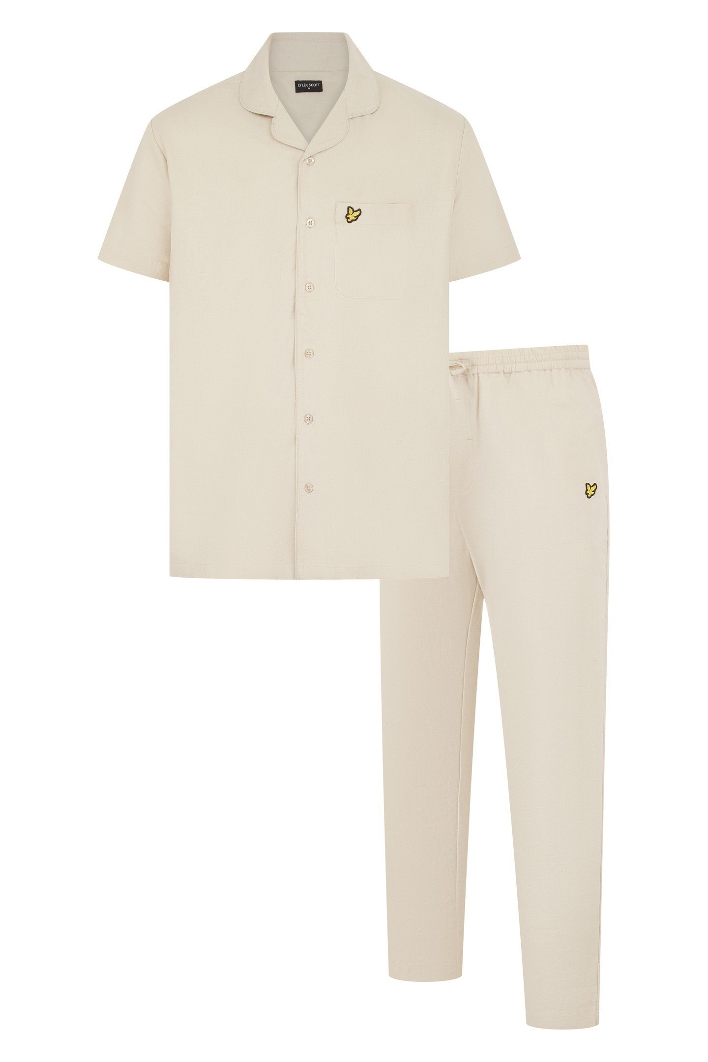 REMMINGTON SHORT SLEEVE FLAX SLEEP SUIT PUMICE STONE 1