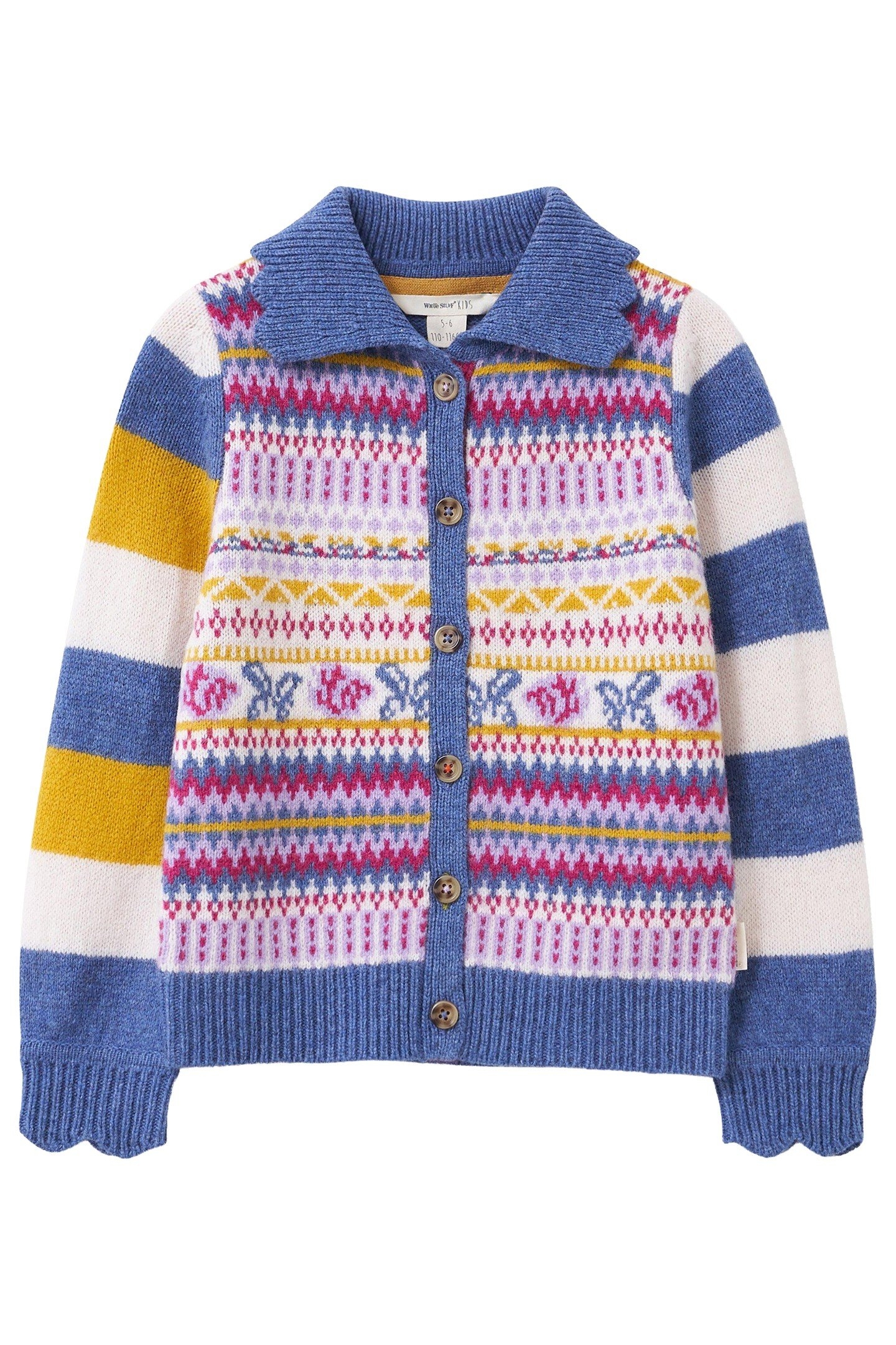 FAIRISLE COLLARED CARDIGAN BLUE MULTI 1