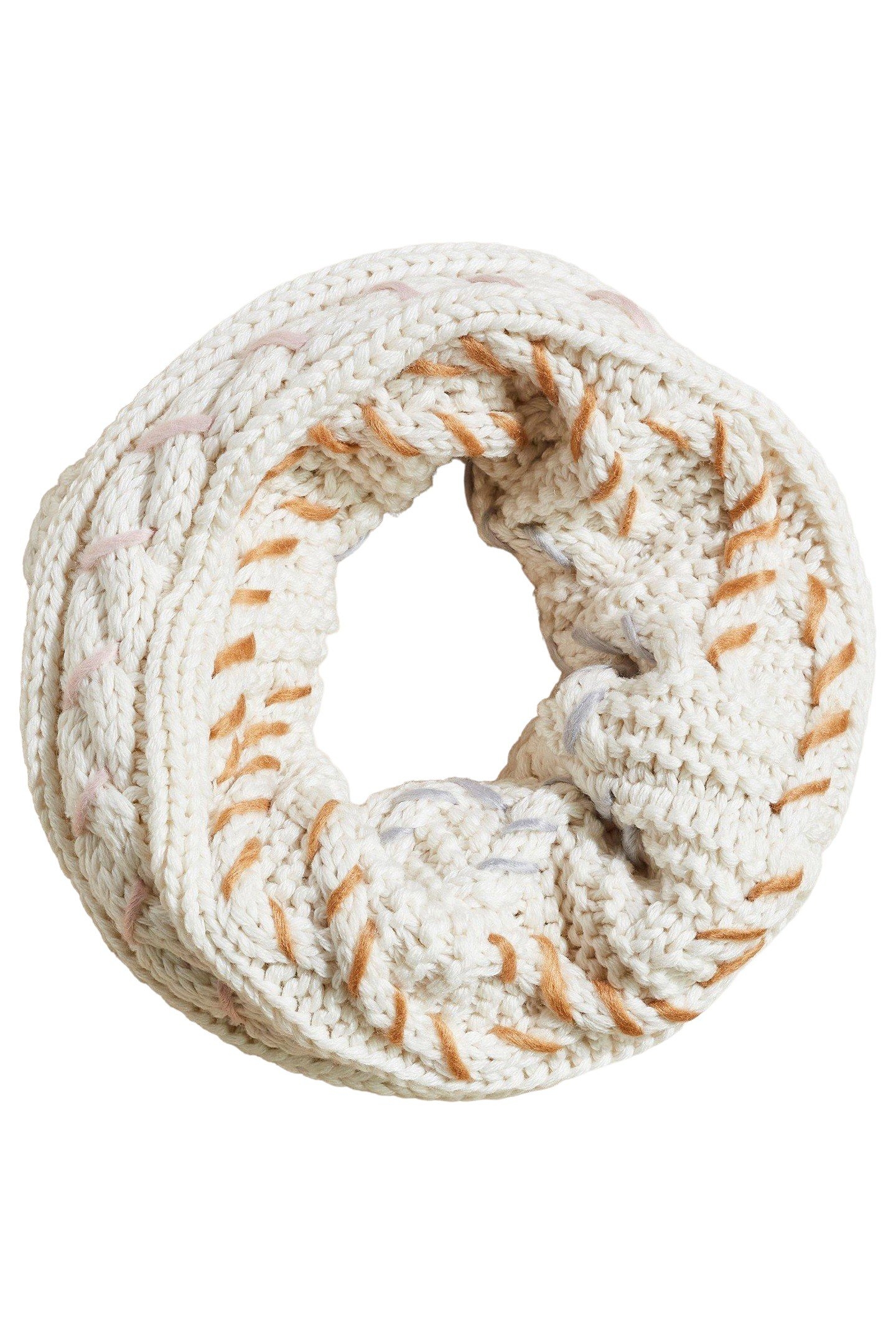 HEART CABLE STITCH SNOOD NATURAL MULTI 1