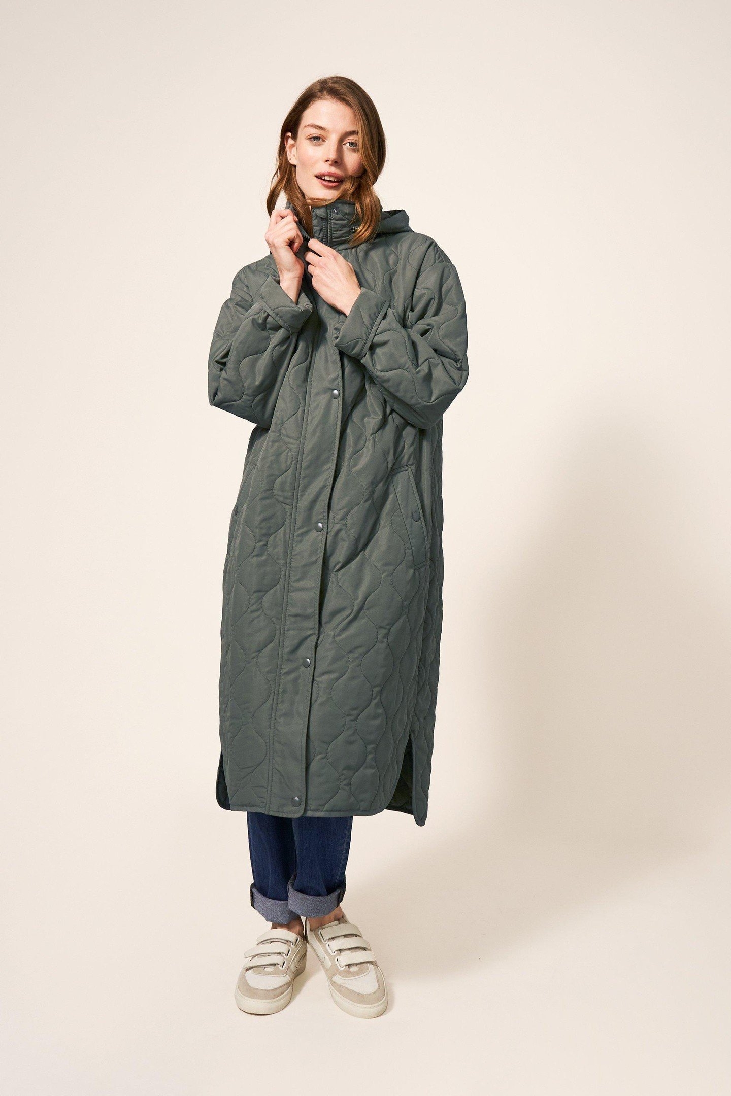 MOLLY QUILTED COAT KHAKI GREEN 1