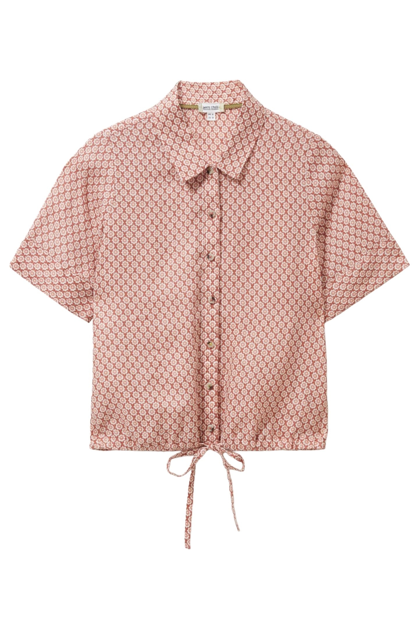 LILY TIE HEM LINEN SHIRT RED MULTI 3