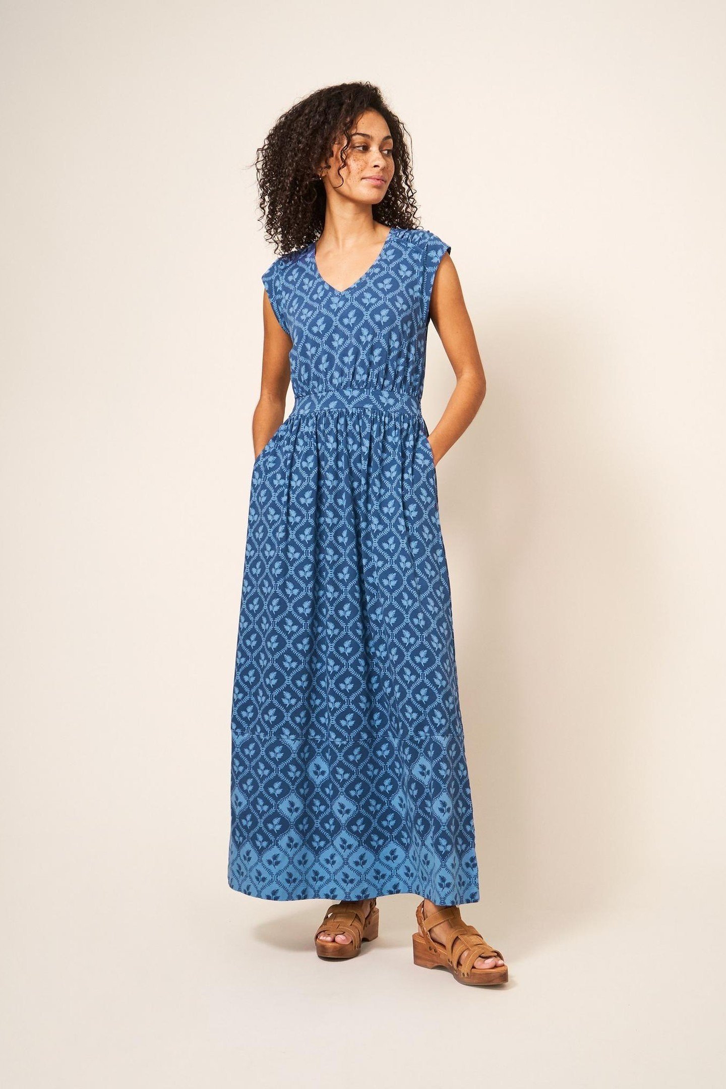 DARCIE JERSEY MAXI DRESS NAVY MULTI 2