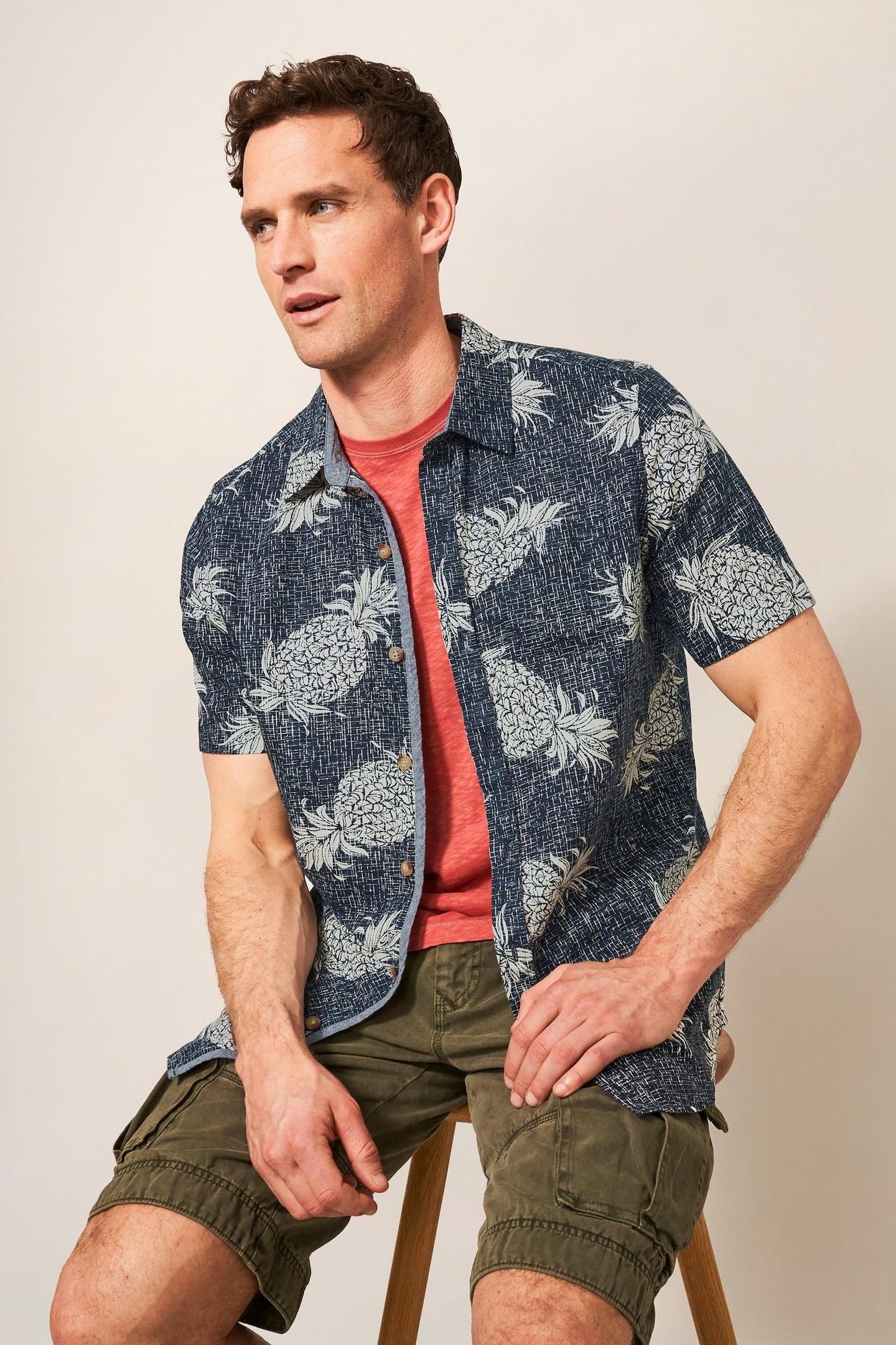 PENARE PINEAPPLE PR SS SHIRT DARK NAVY 1