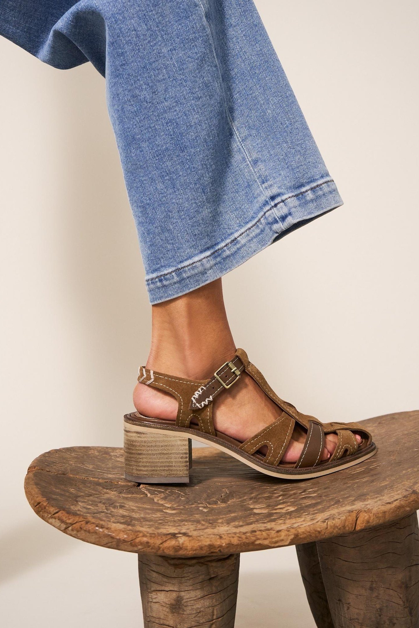 BLOCK HEELED FISHERMAN MID TAN 3