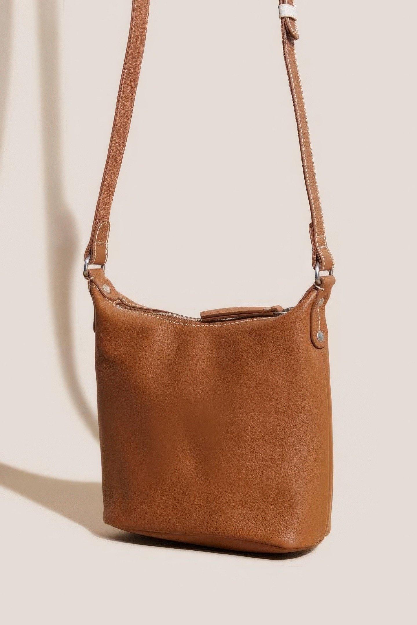 MINI FERN LEATHER CROSSBODY MID TAN 1