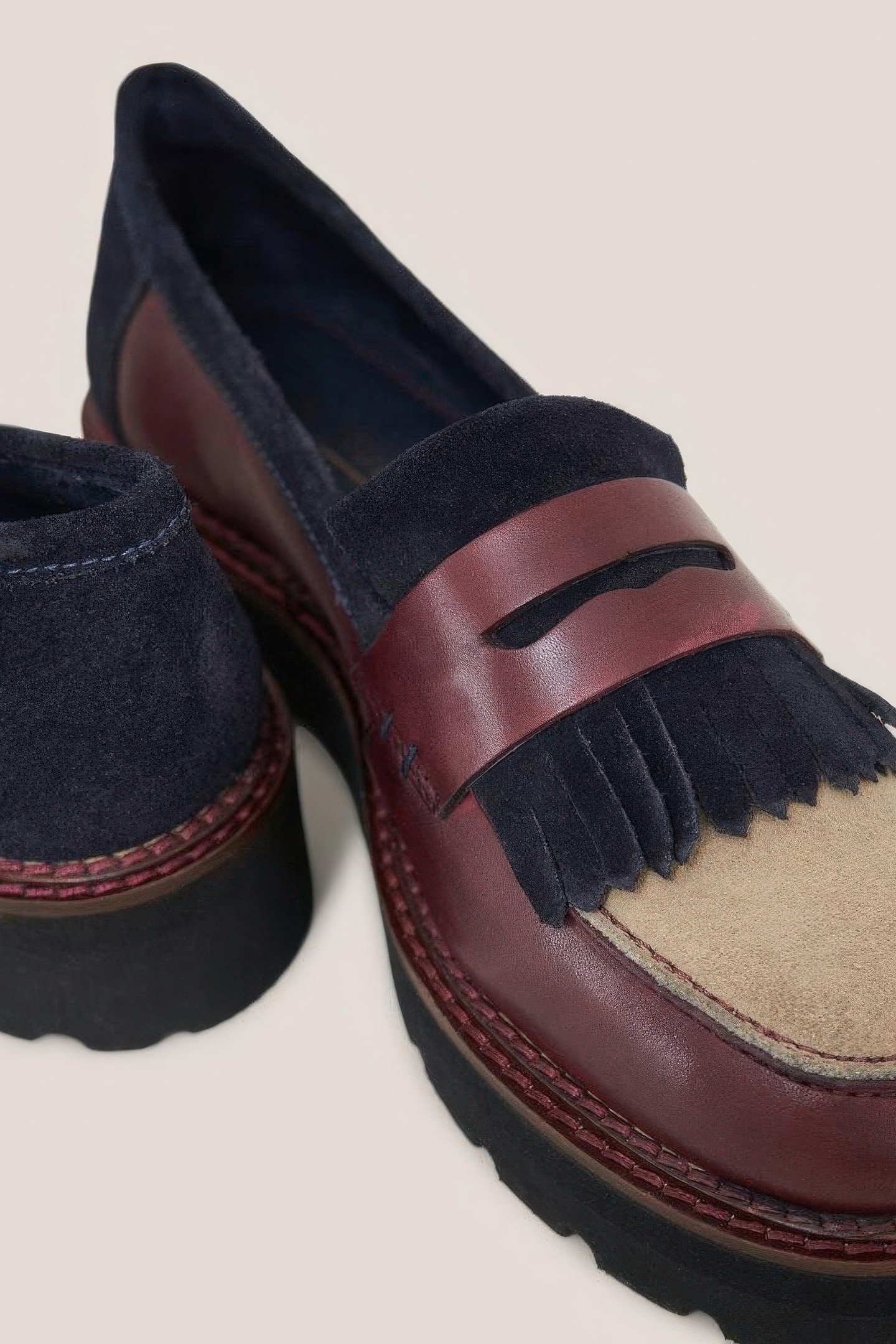 ELVA CHUNKY LEATHER MIX LOAFER NAVY MULTI 4