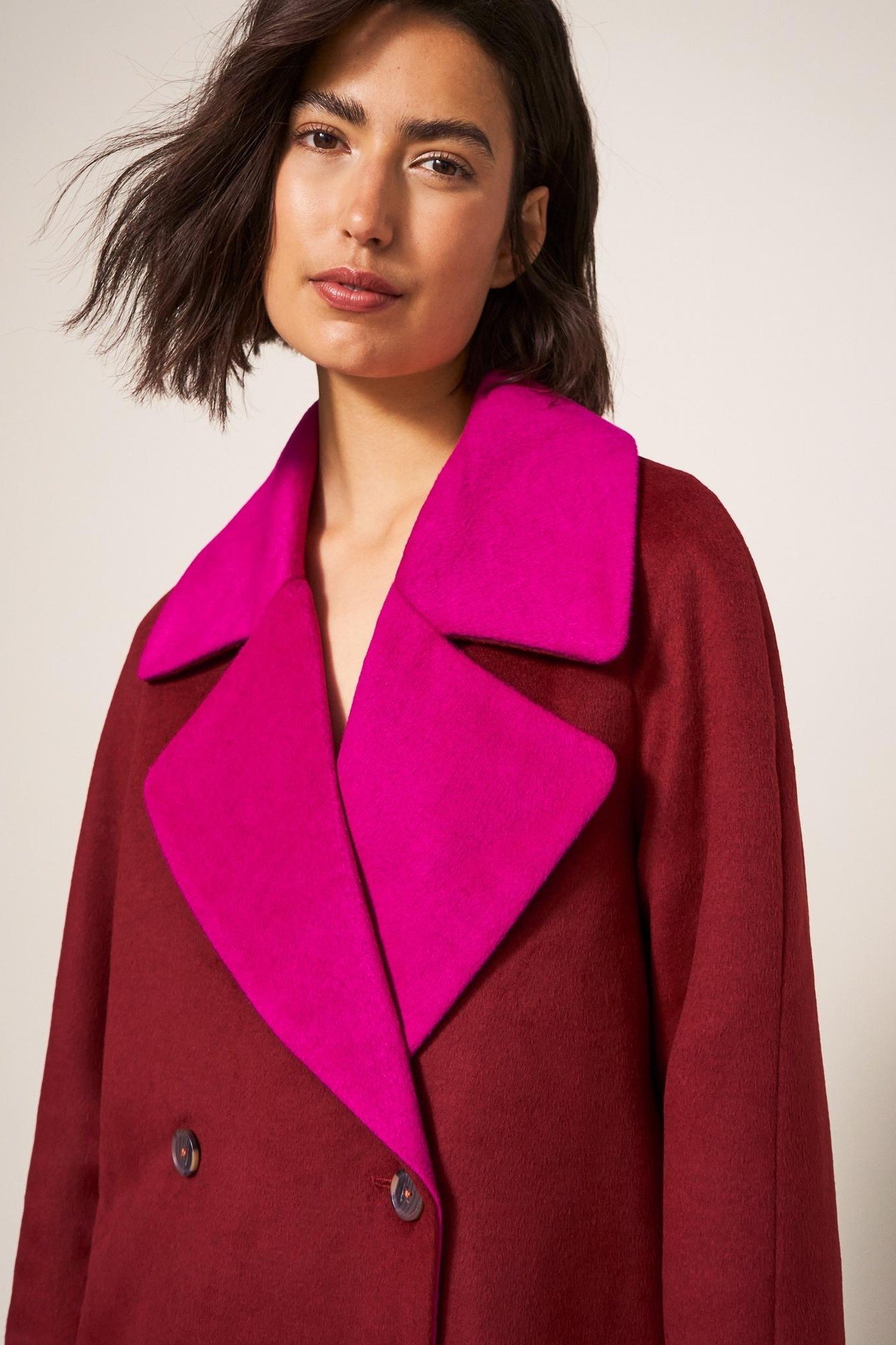 ADELINE COLOUR BLOCK COAT PLUM MULTI 3