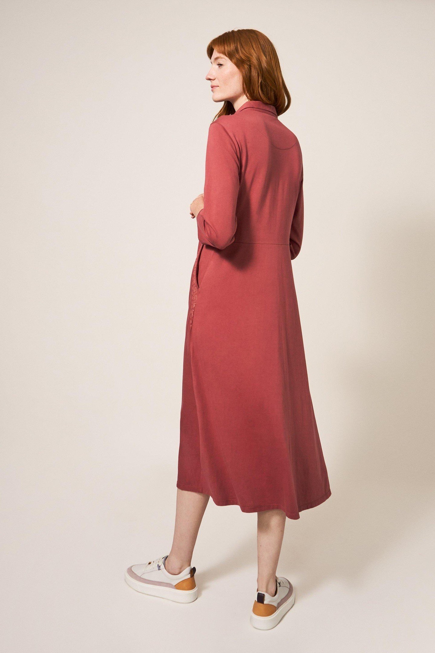 REAGAN EMBROIDERED SHIRT DRESS MID PLUM 2