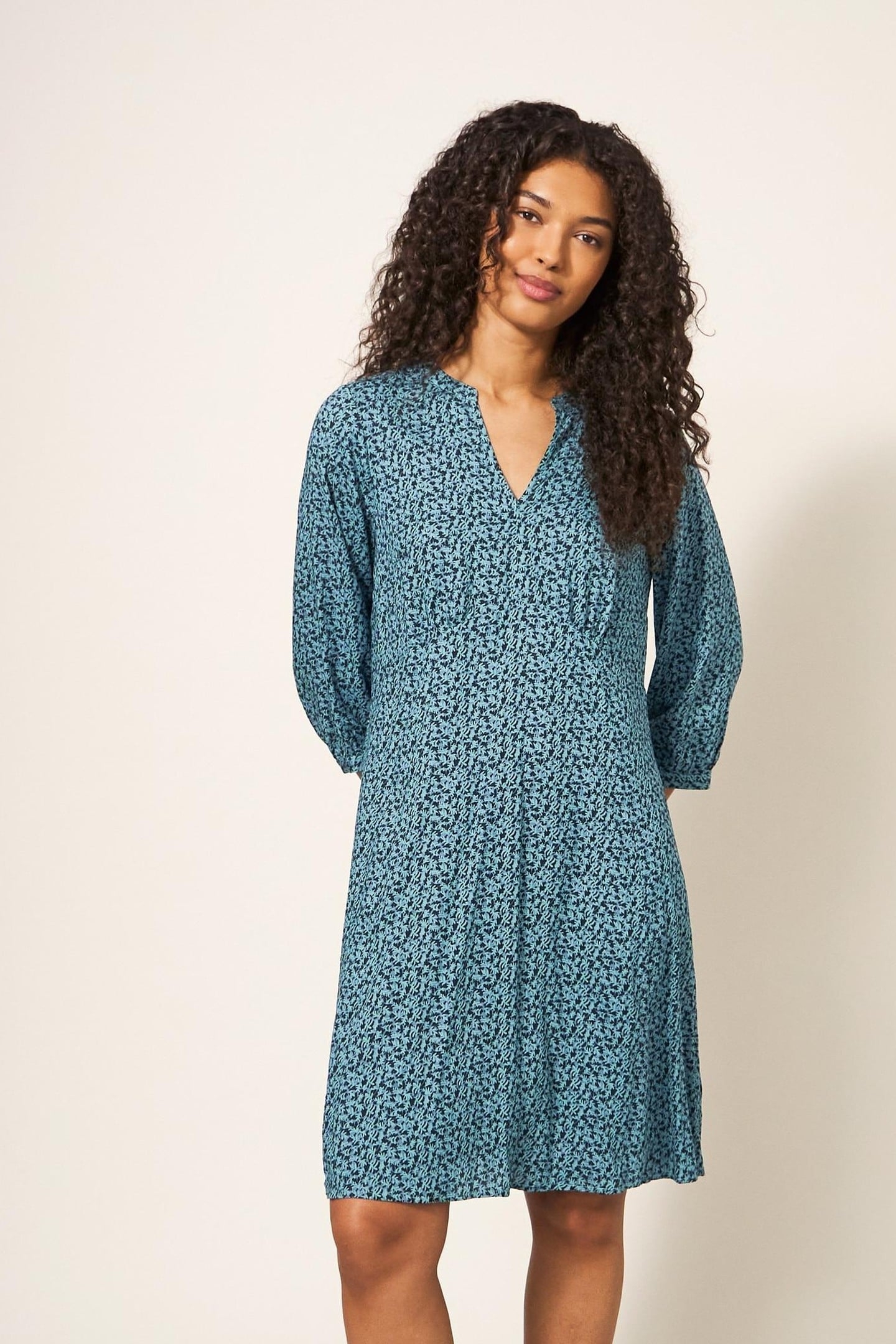 FRANCES ECO VERO DRESS TEAL MULTI 2