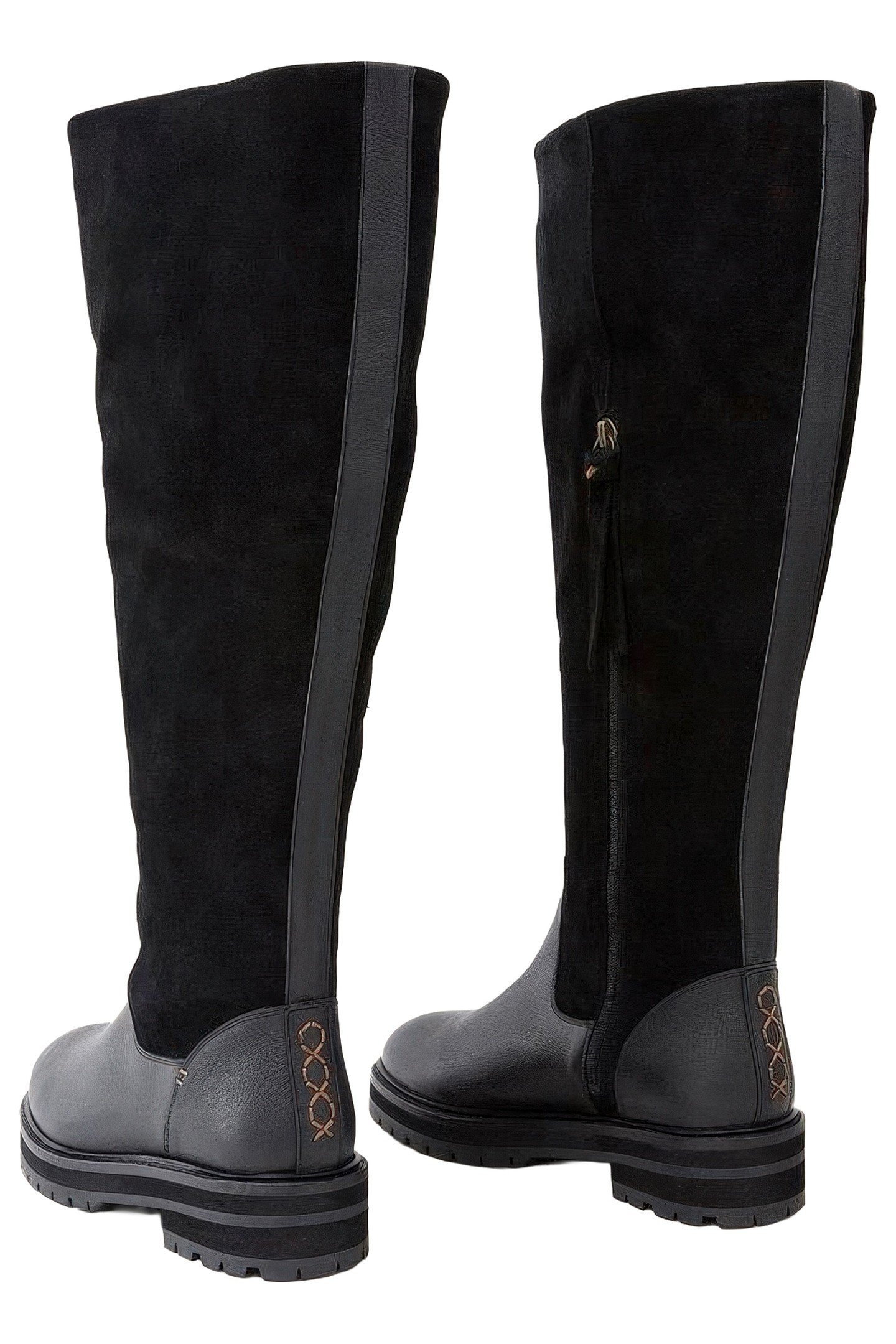 ENYA LEATHER FUR KNEE BOOT PURE BLACK 7