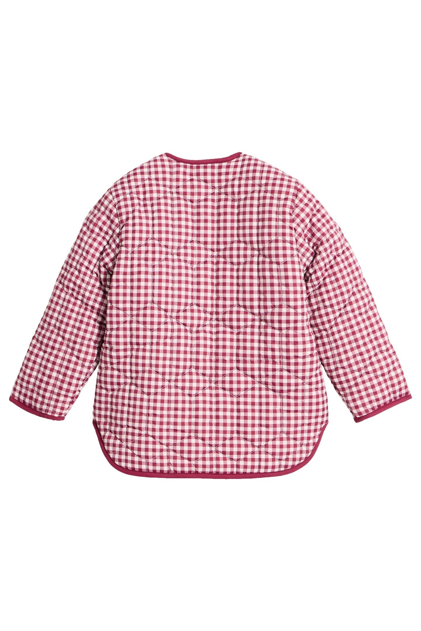 GINGHAM BORG LINED COAT DEEP RED 1