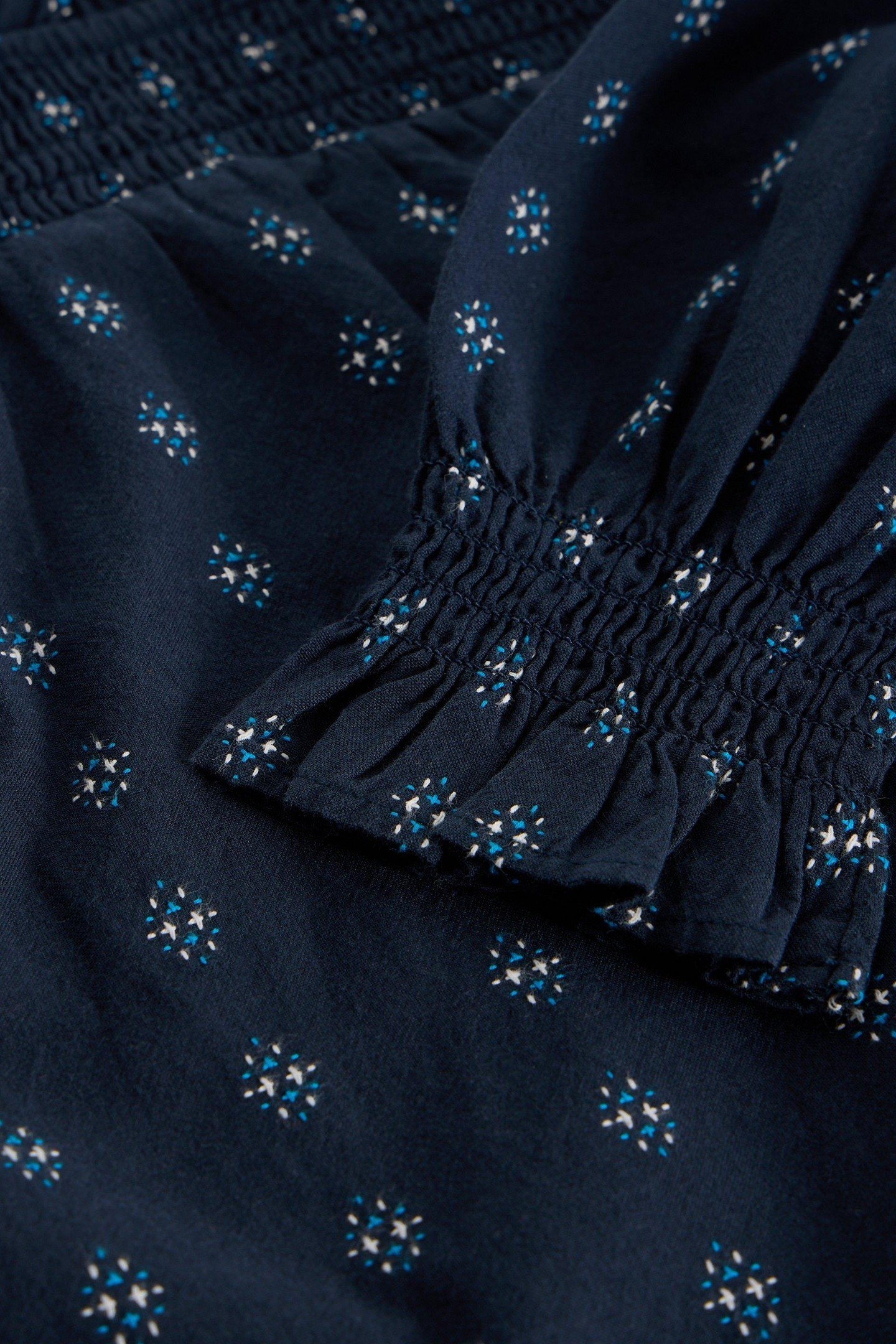 CAMILLE DOBBY FRILL DRESS DARK NAVY 3