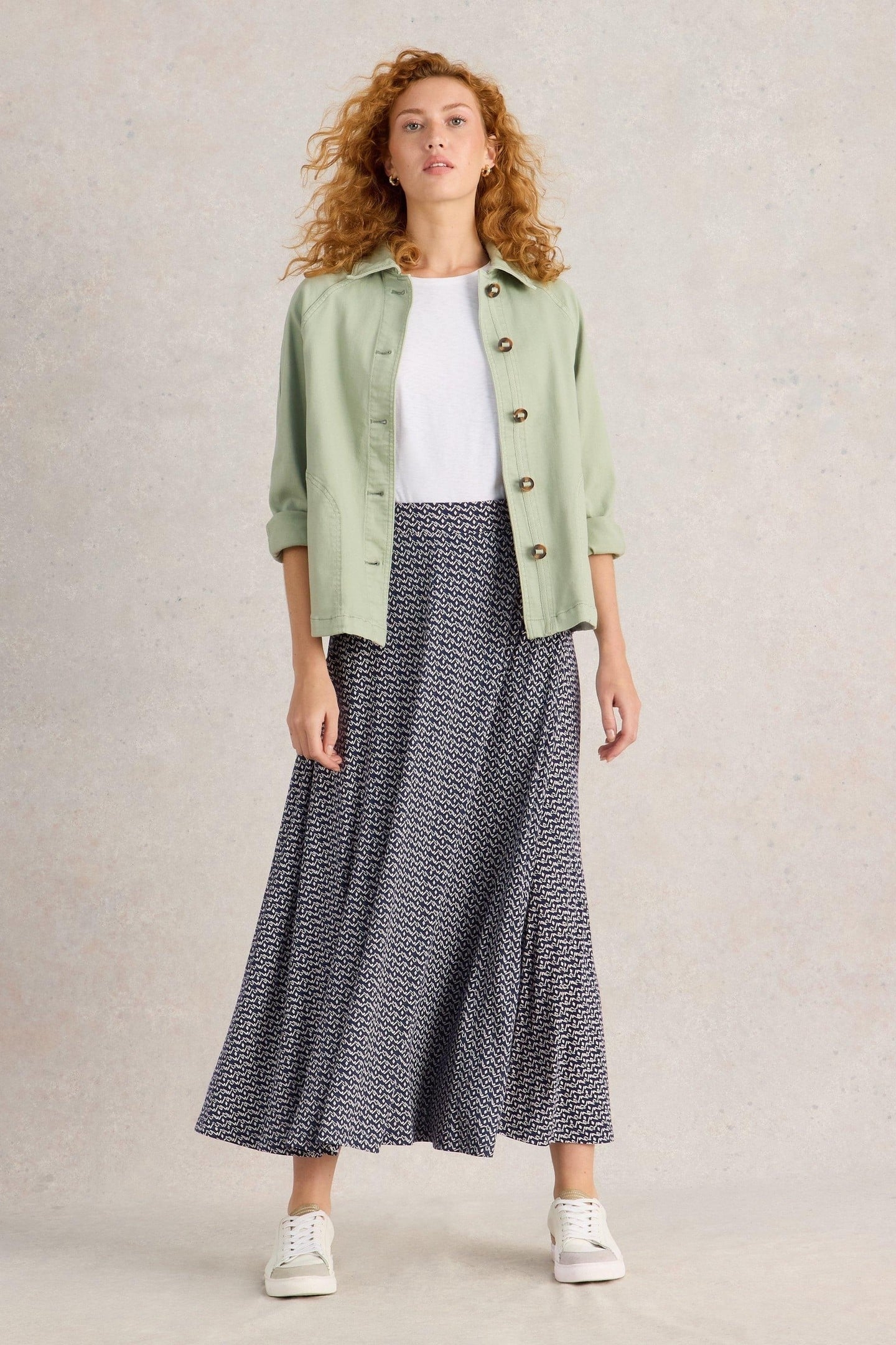 JADA JERSEY MAXI SKIRT NAVY PRINT 1