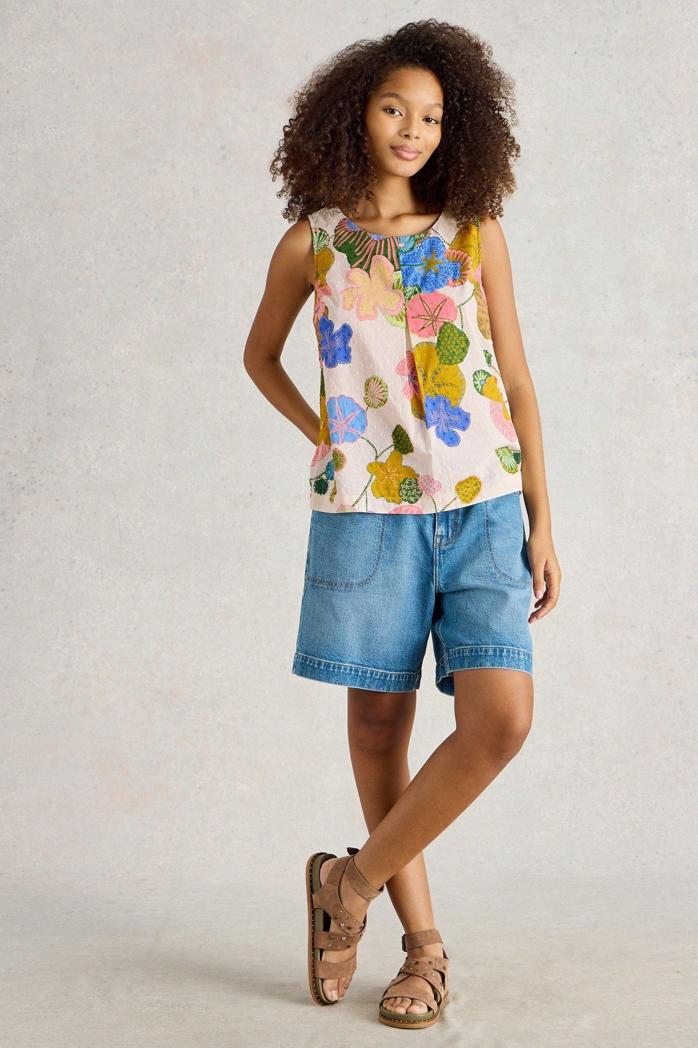 PARADISE COTTON VEST IVORY MULTI 1