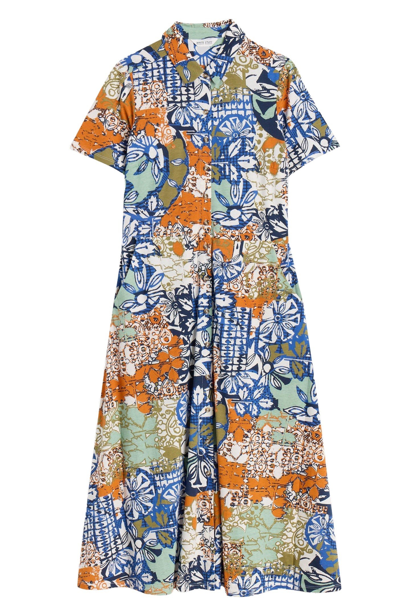 RUA JERSEY SHIRT DRESS ORANGE MULTI 3