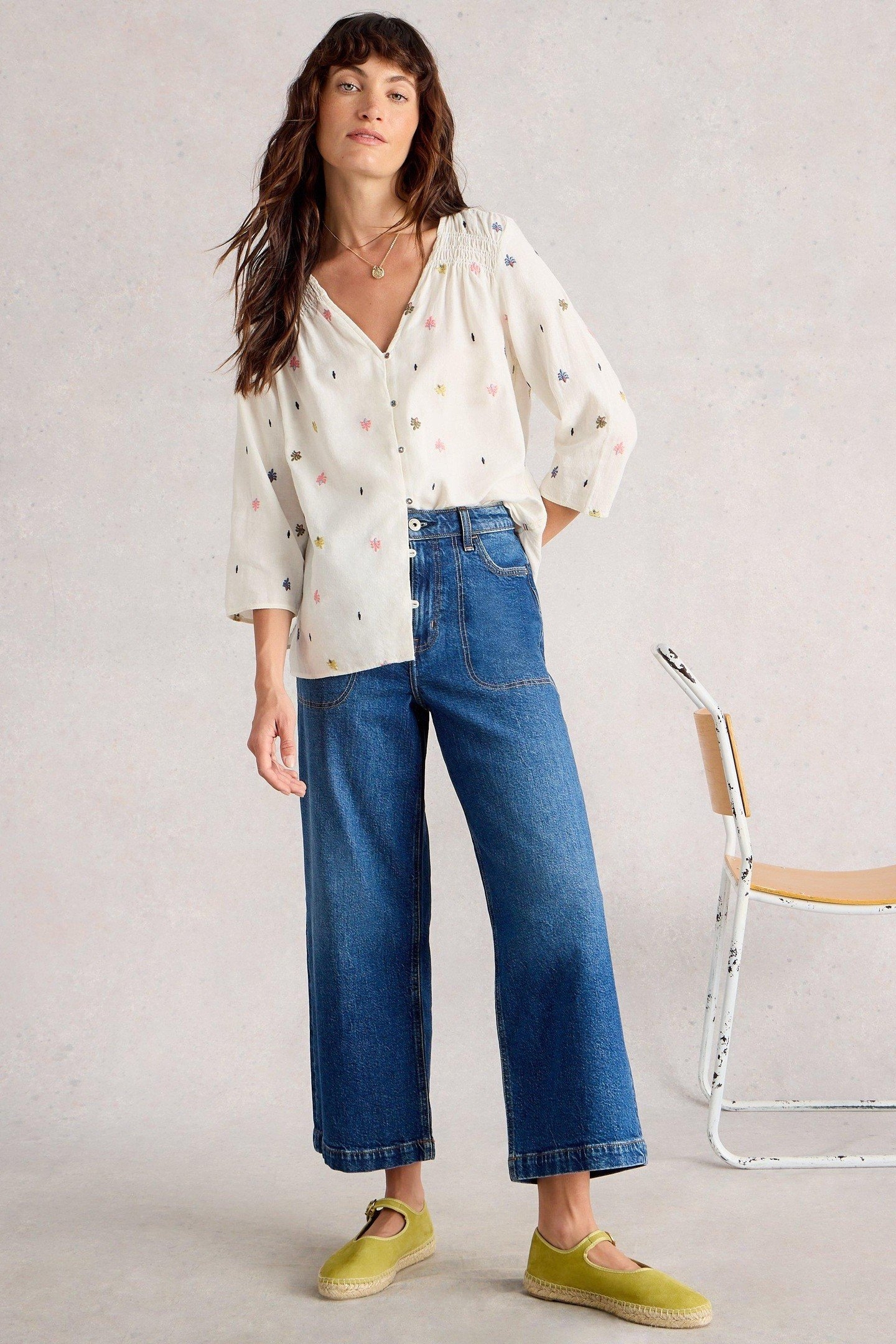 RAE ORGANIC COTTON TOP IVORY MULTI 1